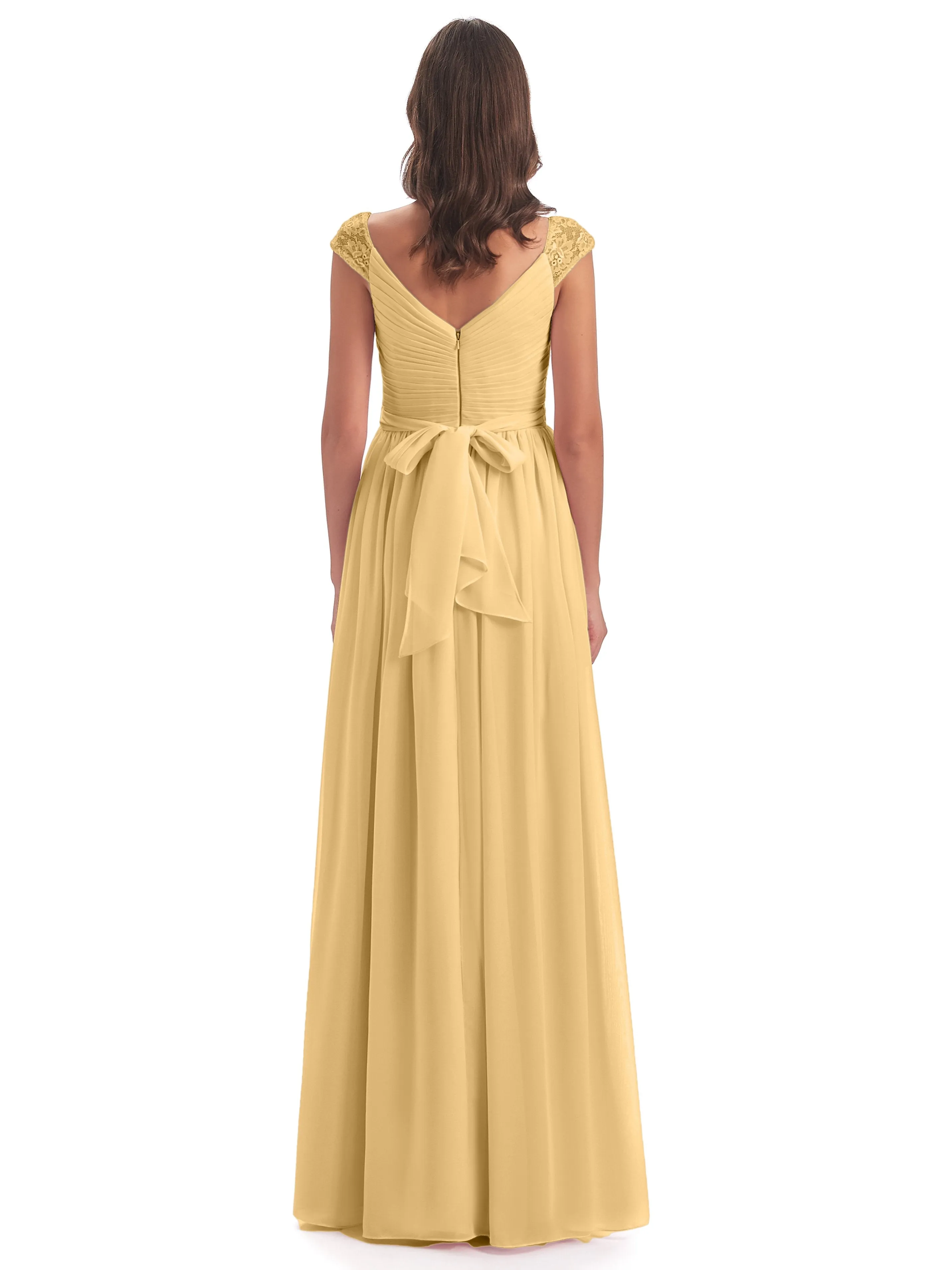 Ivy Charming Cap Sleeves Floor Length Bridesmaid Dresses