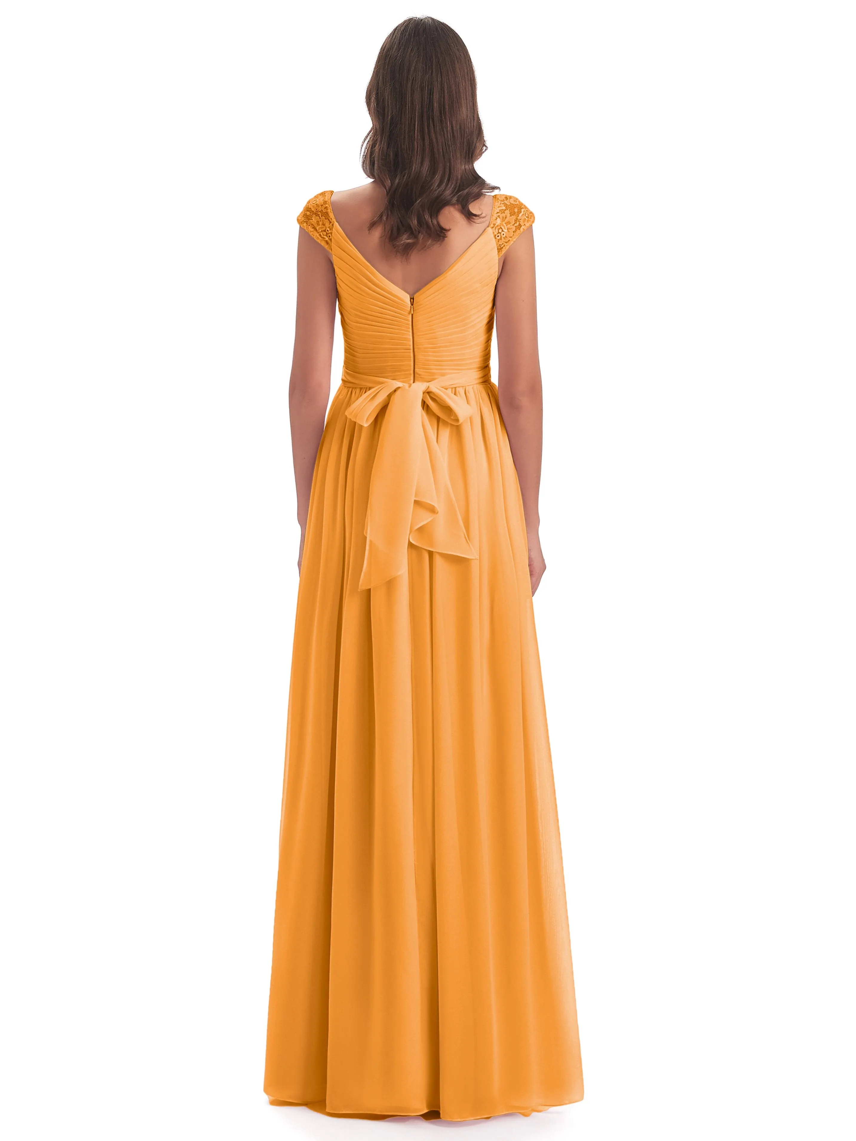 Ivy Charming Cap Sleeves Floor Length Bridesmaid Dresses