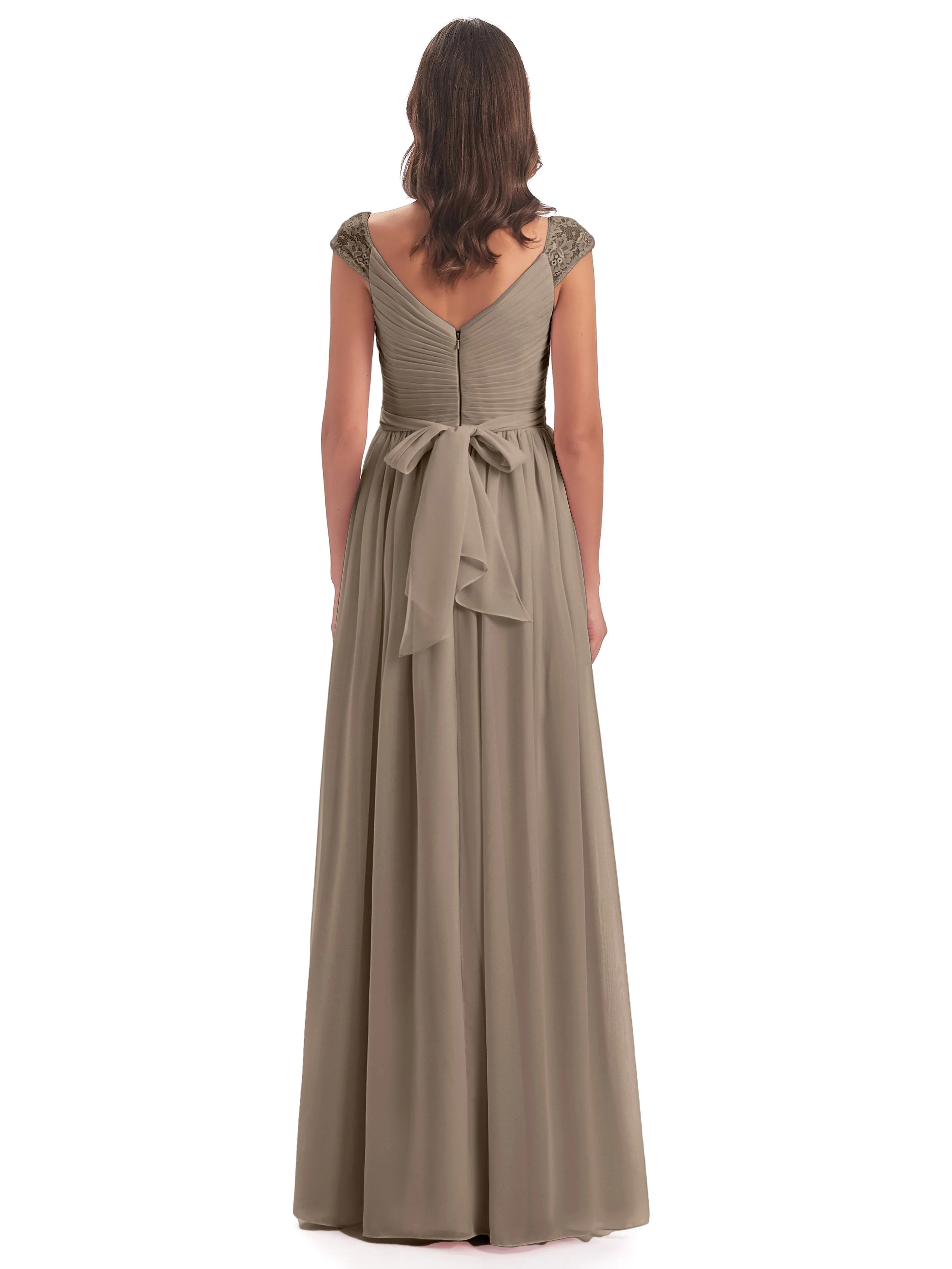 Ivy Charming Cap Sleeves Floor Length Bridesmaid Dresses