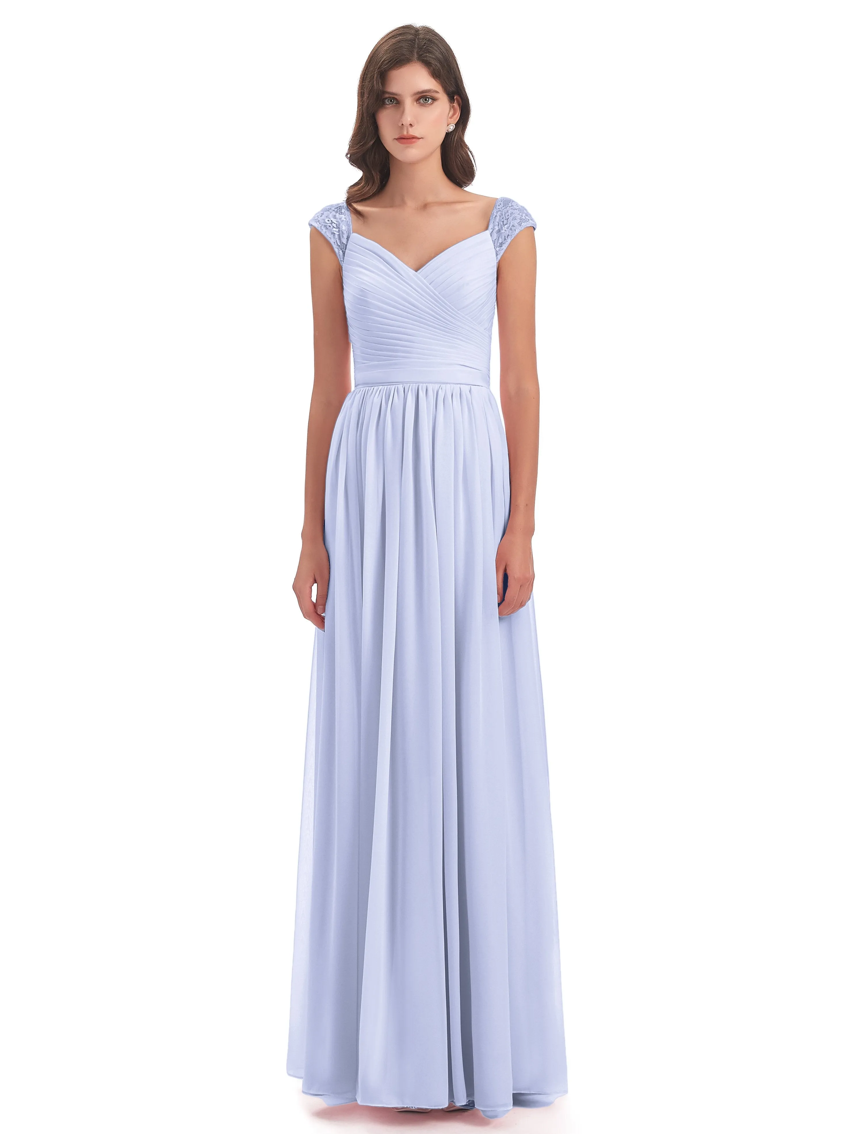 Ivy Charming Cap Sleeves Floor Length Bridesmaid Dresses