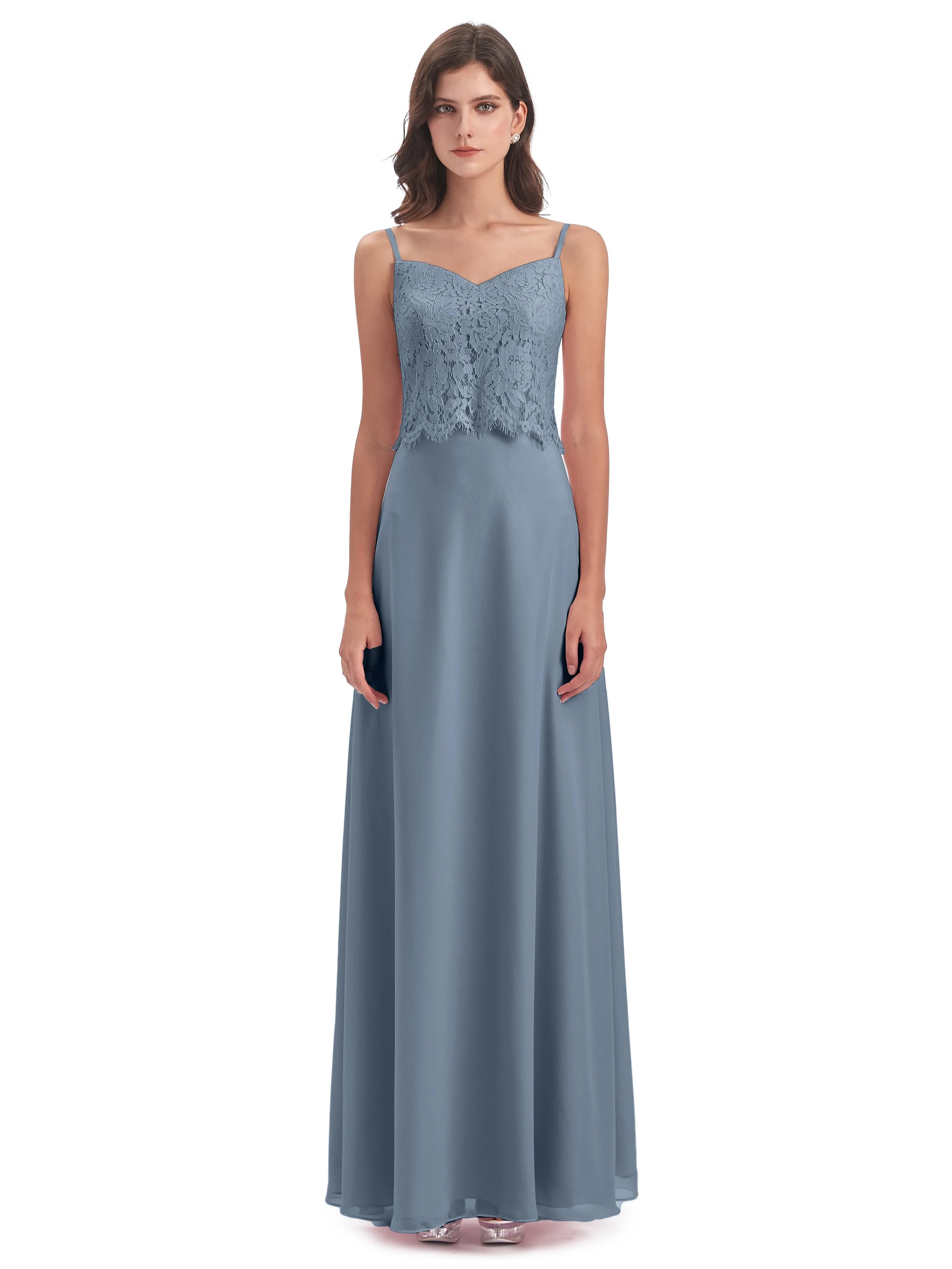 Jessica Elegant Spaghetti Straps Long Bridesmaid Dresses