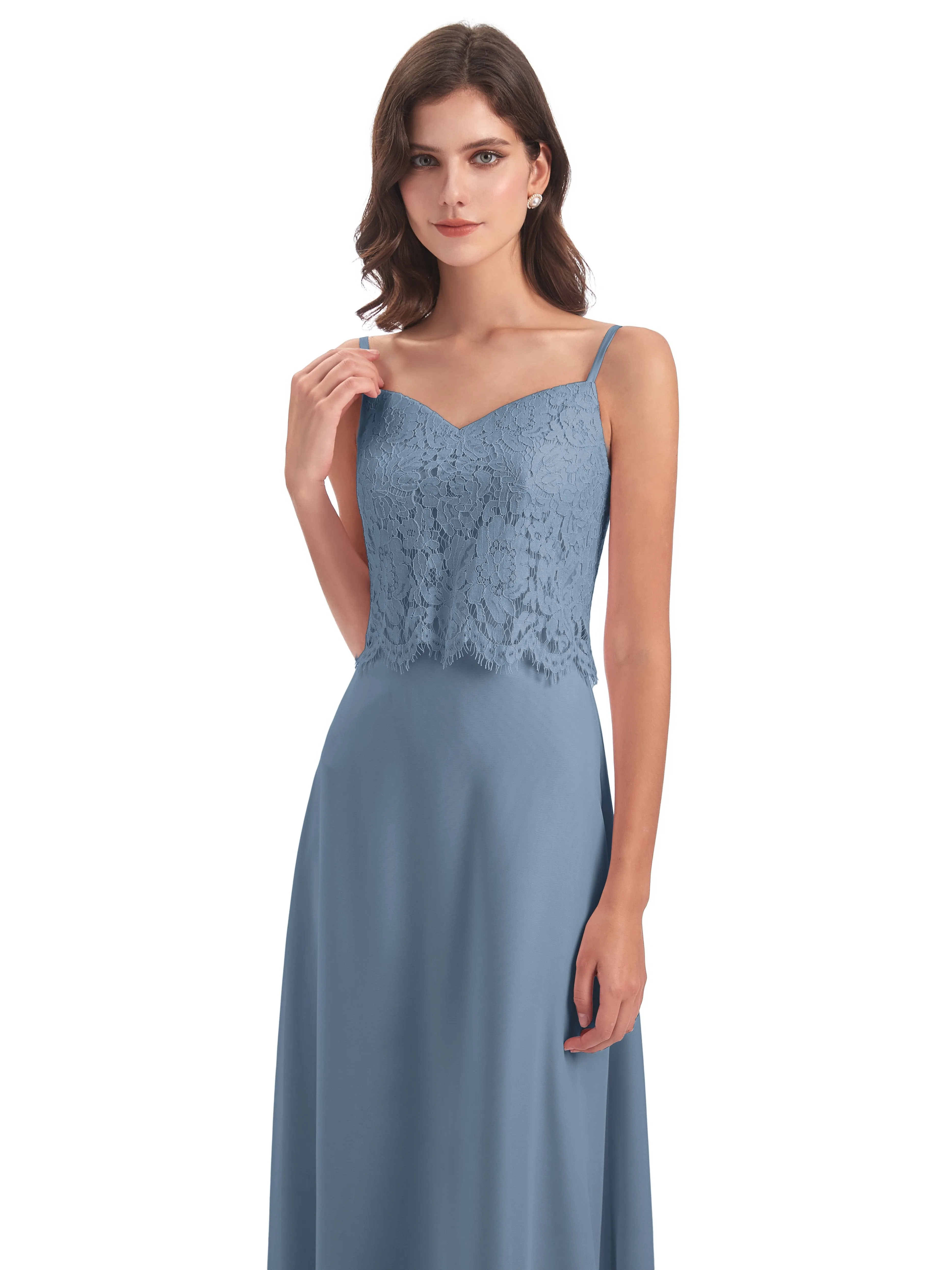 Jessica Elegant Spaghetti Straps Long Bridesmaid Dresses