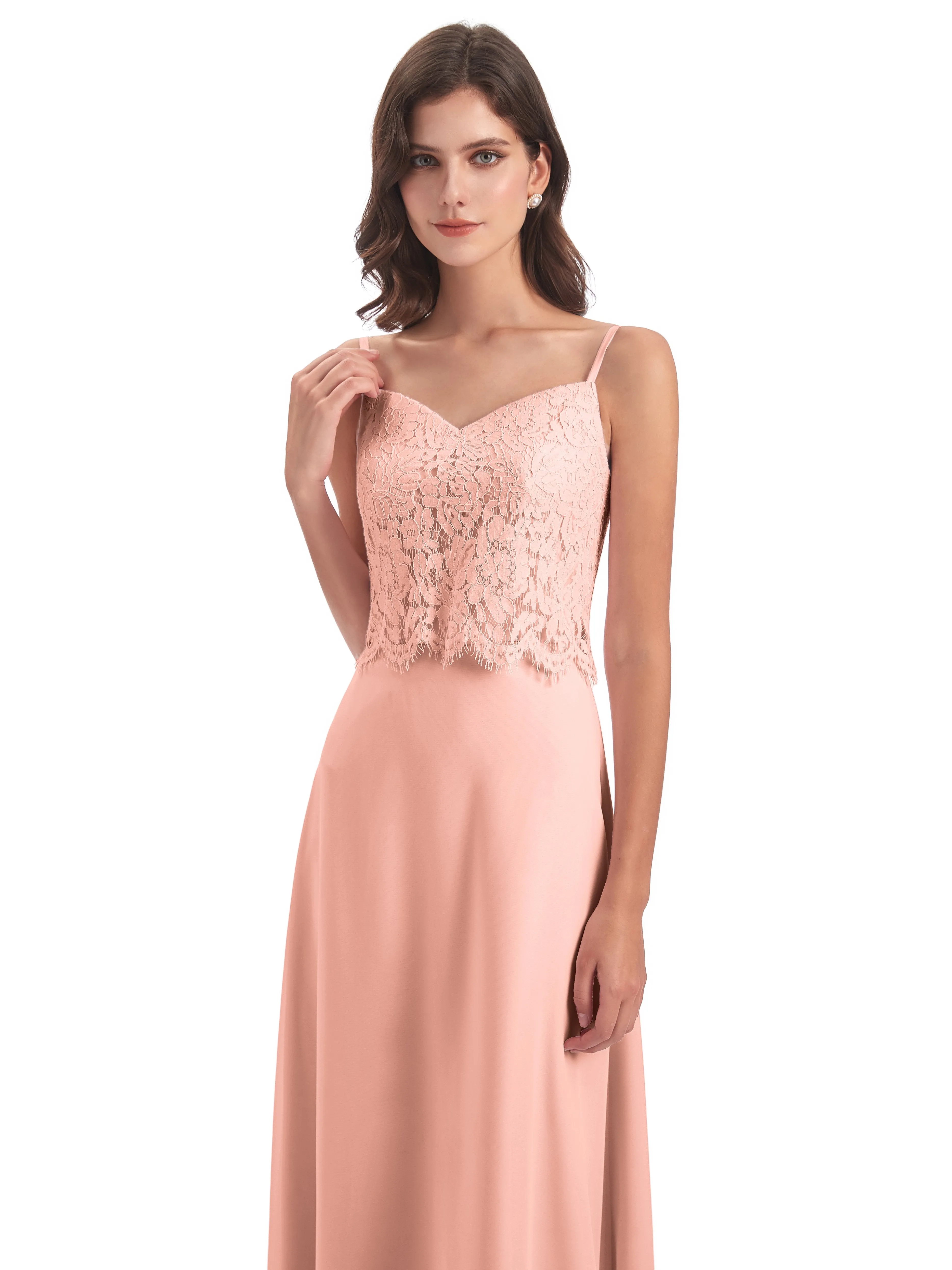 Jessica Elegant Spaghetti Straps Long Bridesmaid Dresses