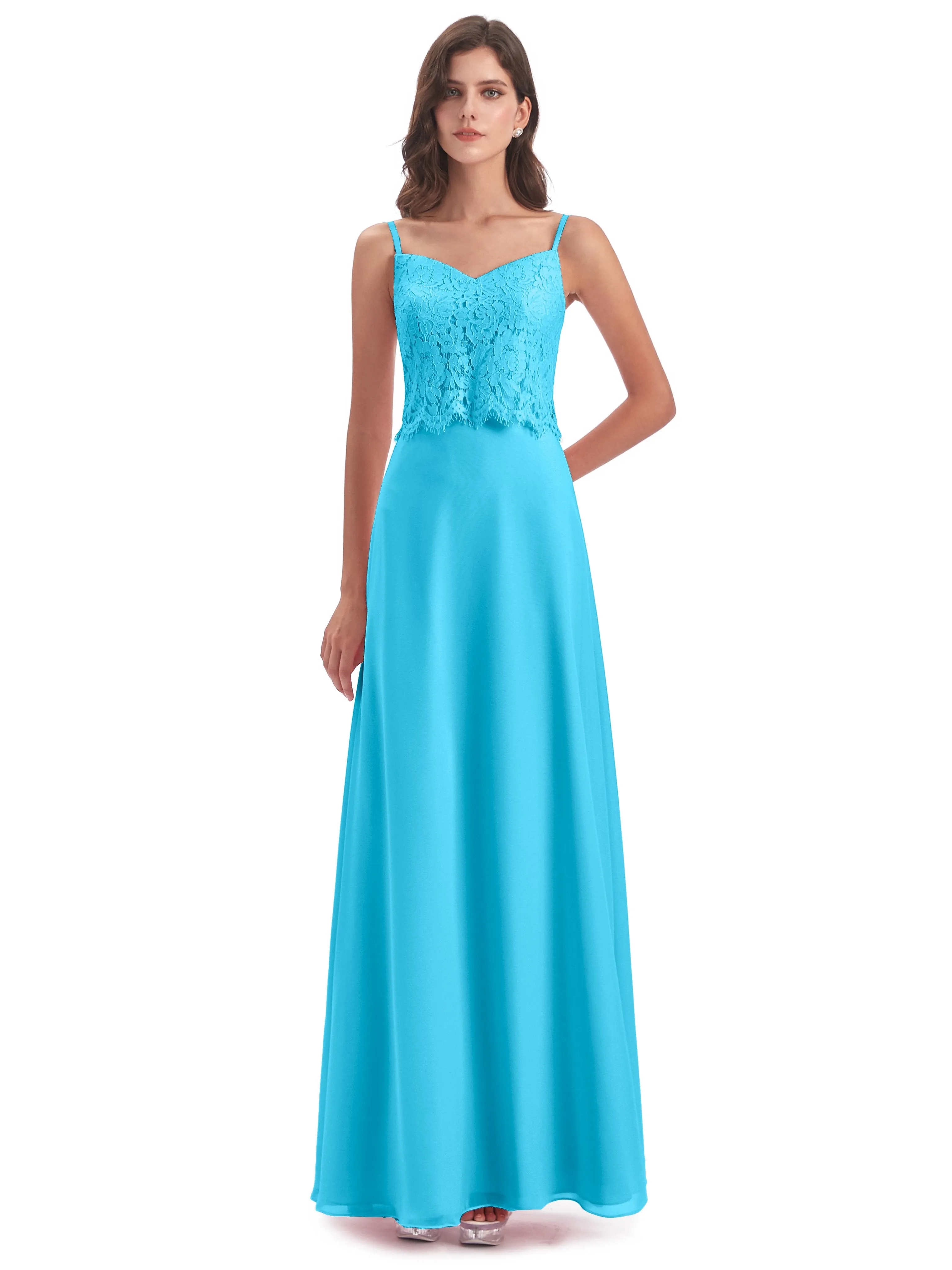 Jessica Elegant Spaghetti Straps Long Bridesmaid Dresses