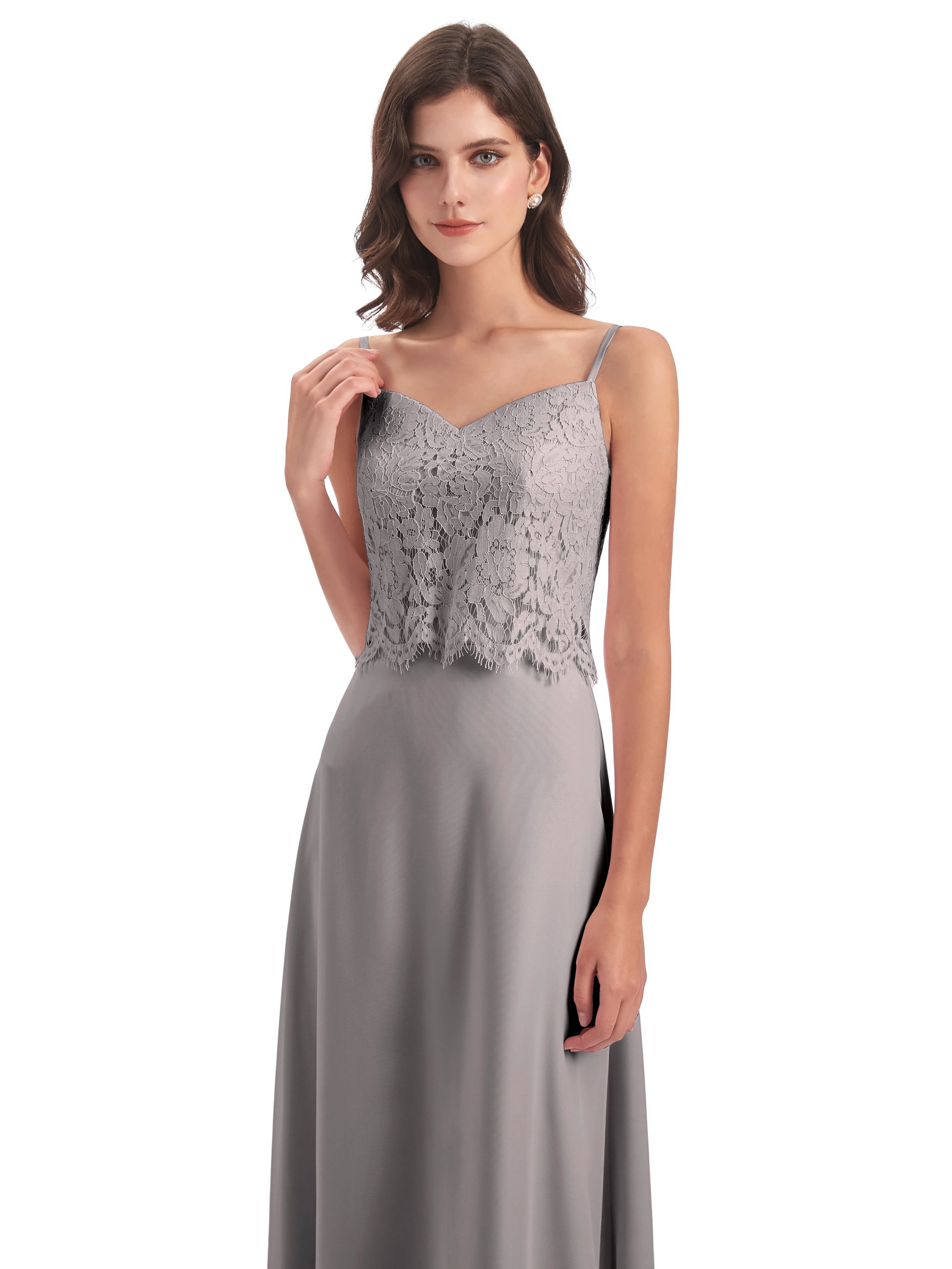 Jessica Elegant Spaghetti Straps Long Bridesmaid Dresses