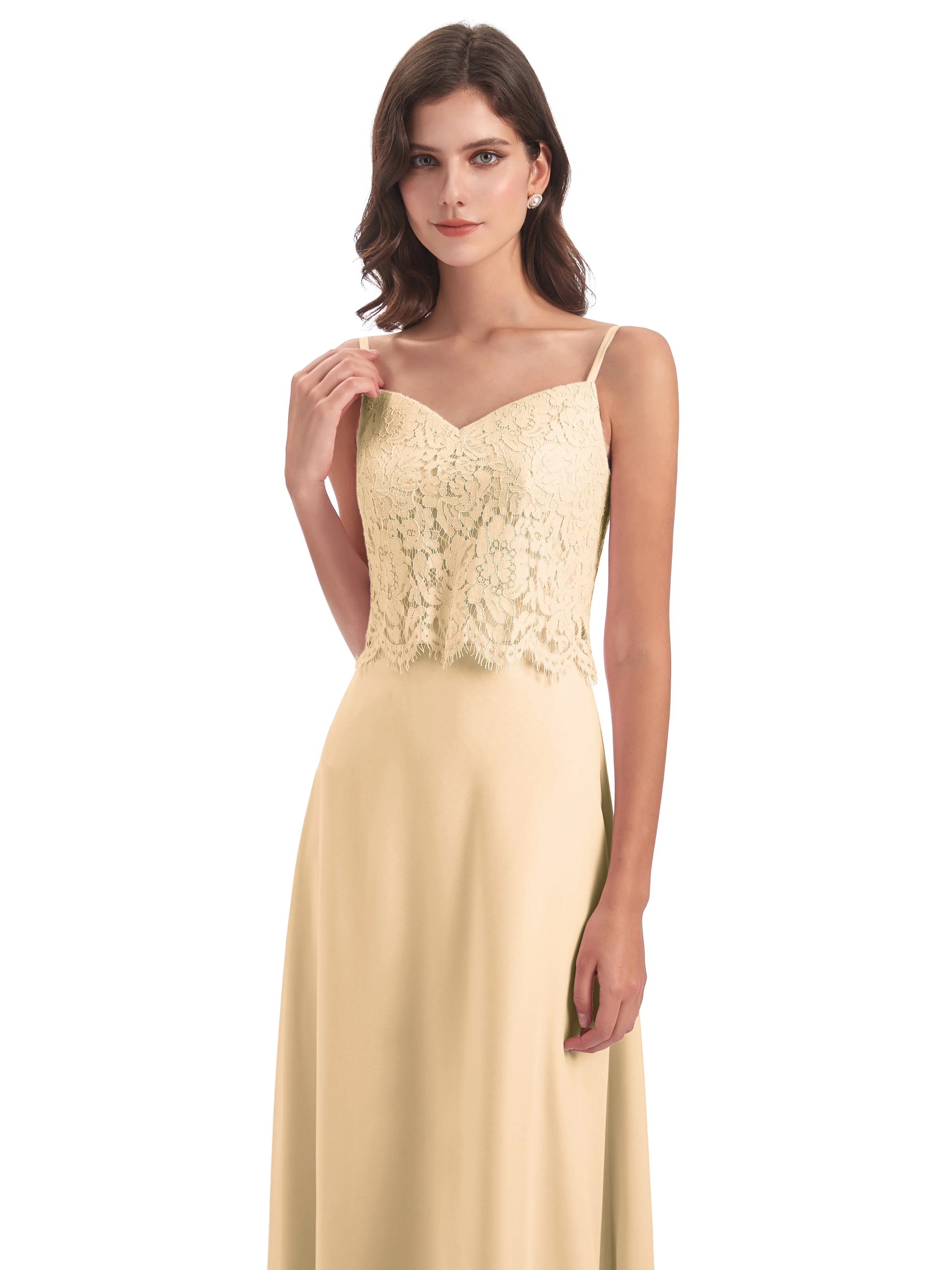 Jessica Elegant Spaghetti Straps Long Bridesmaid Dresses