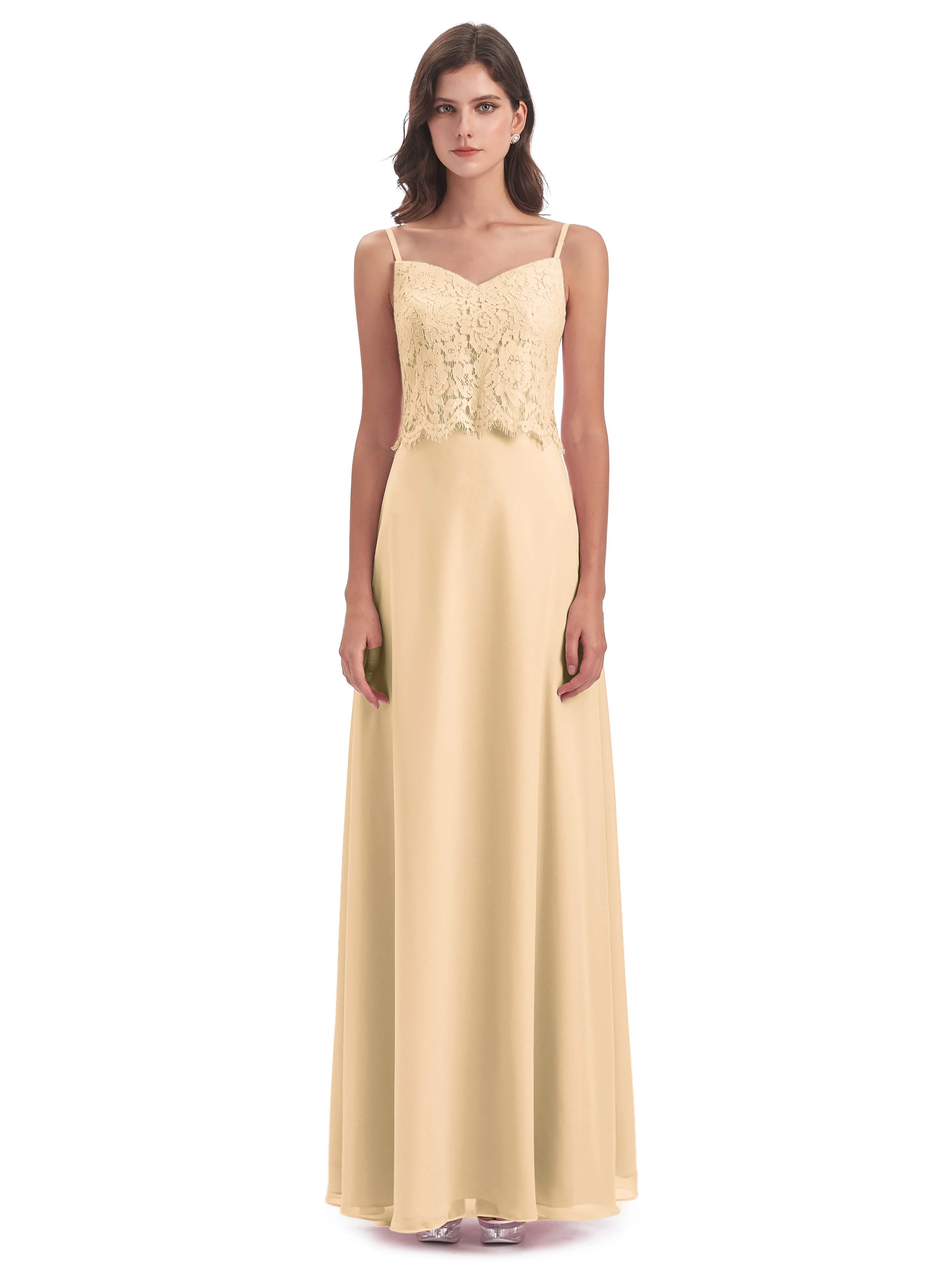 Jessica Elegant Spaghetti Straps Long Bridesmaid Dresses