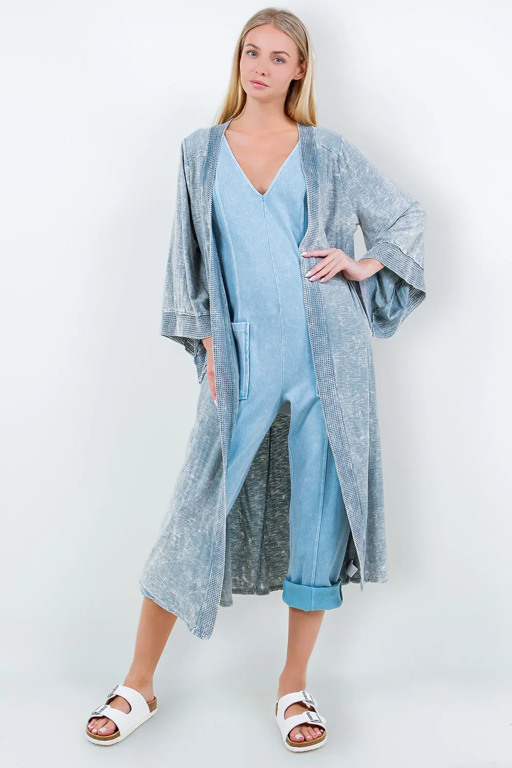 J.Her Mineral Washed Jumpsuit in Vintage Blue