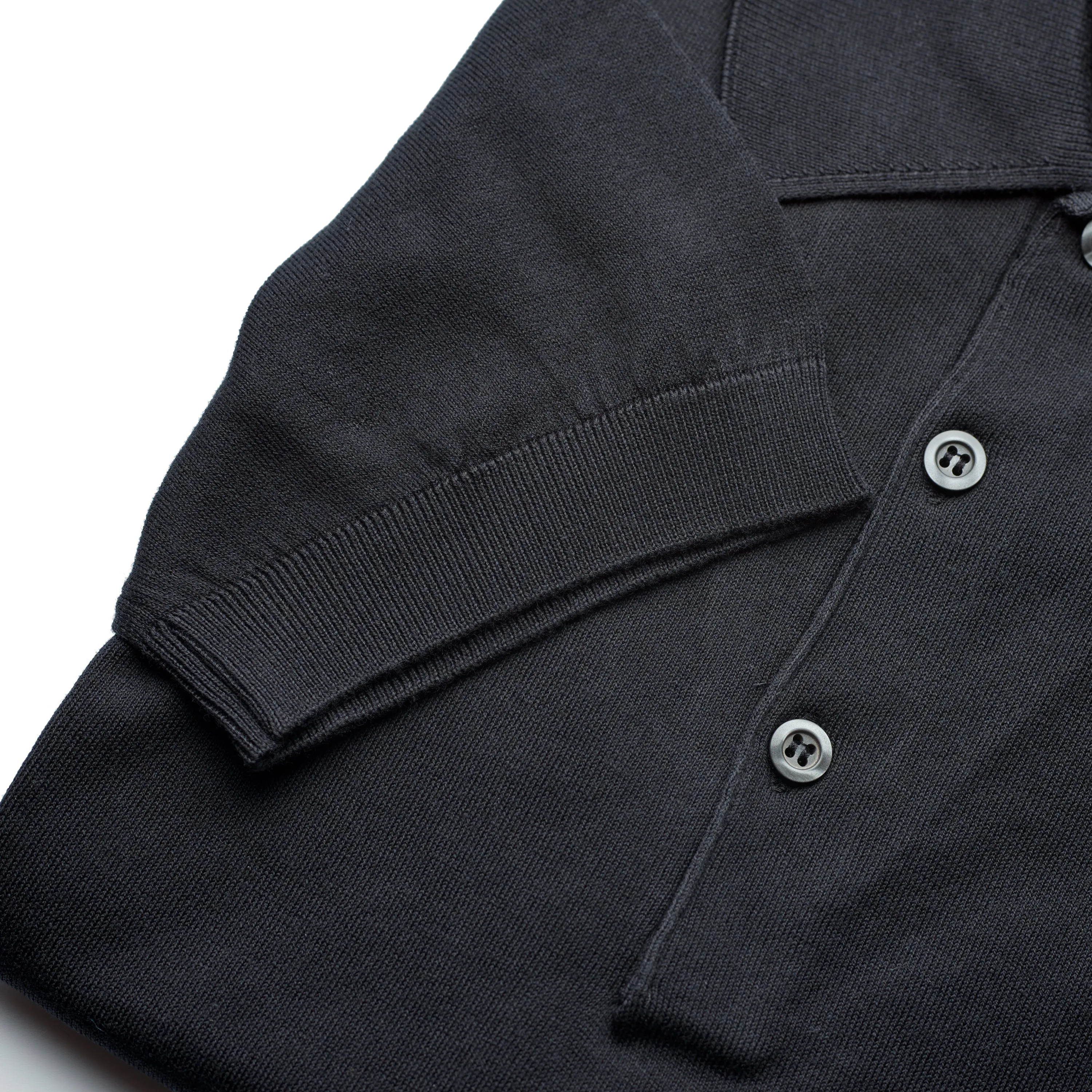 John Smedley Sea Island Cotton Black Polo Shirt