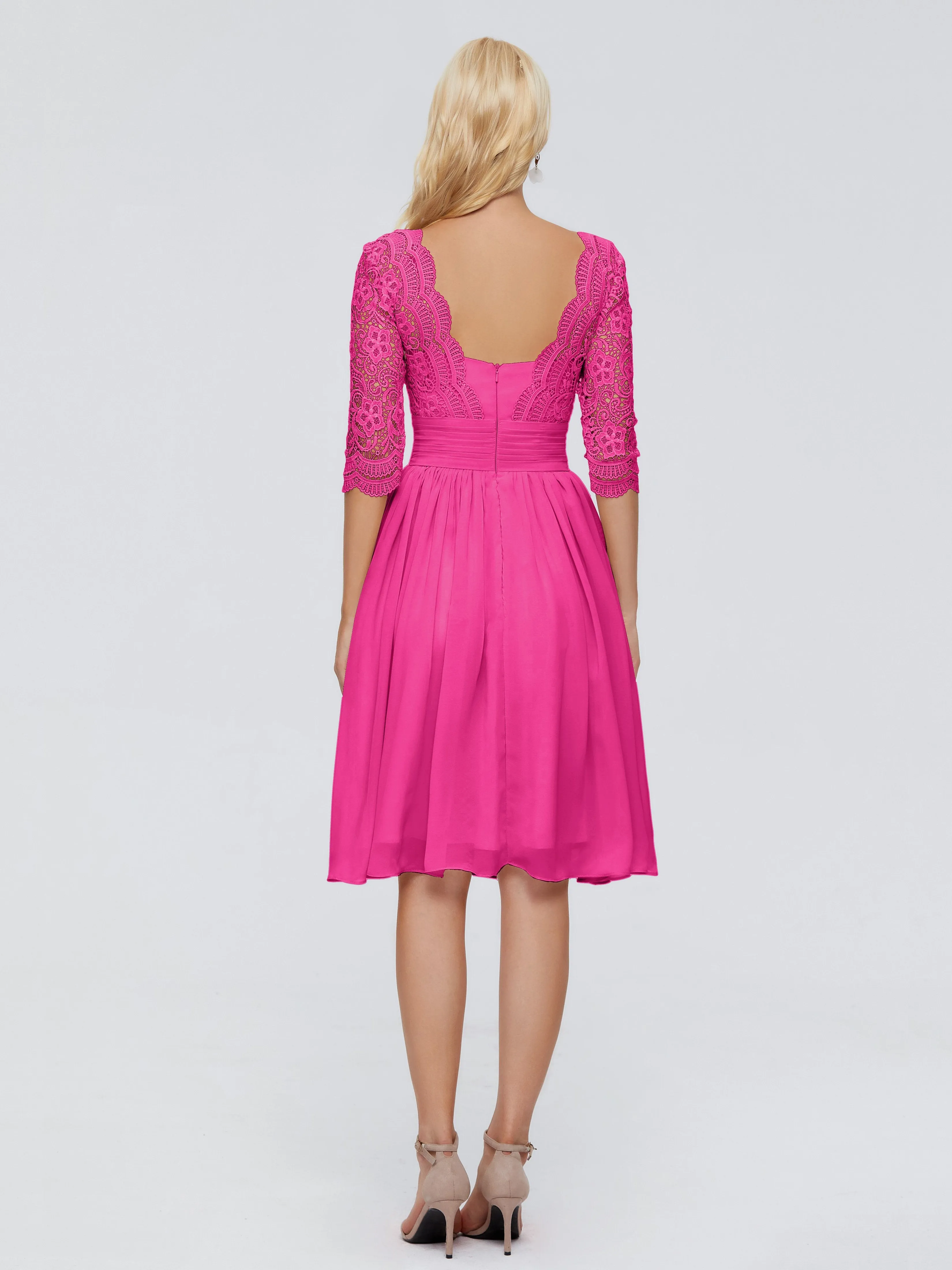 Jordyn Elegant V-neck Chiffon Mother of the Bride Dress With Lace