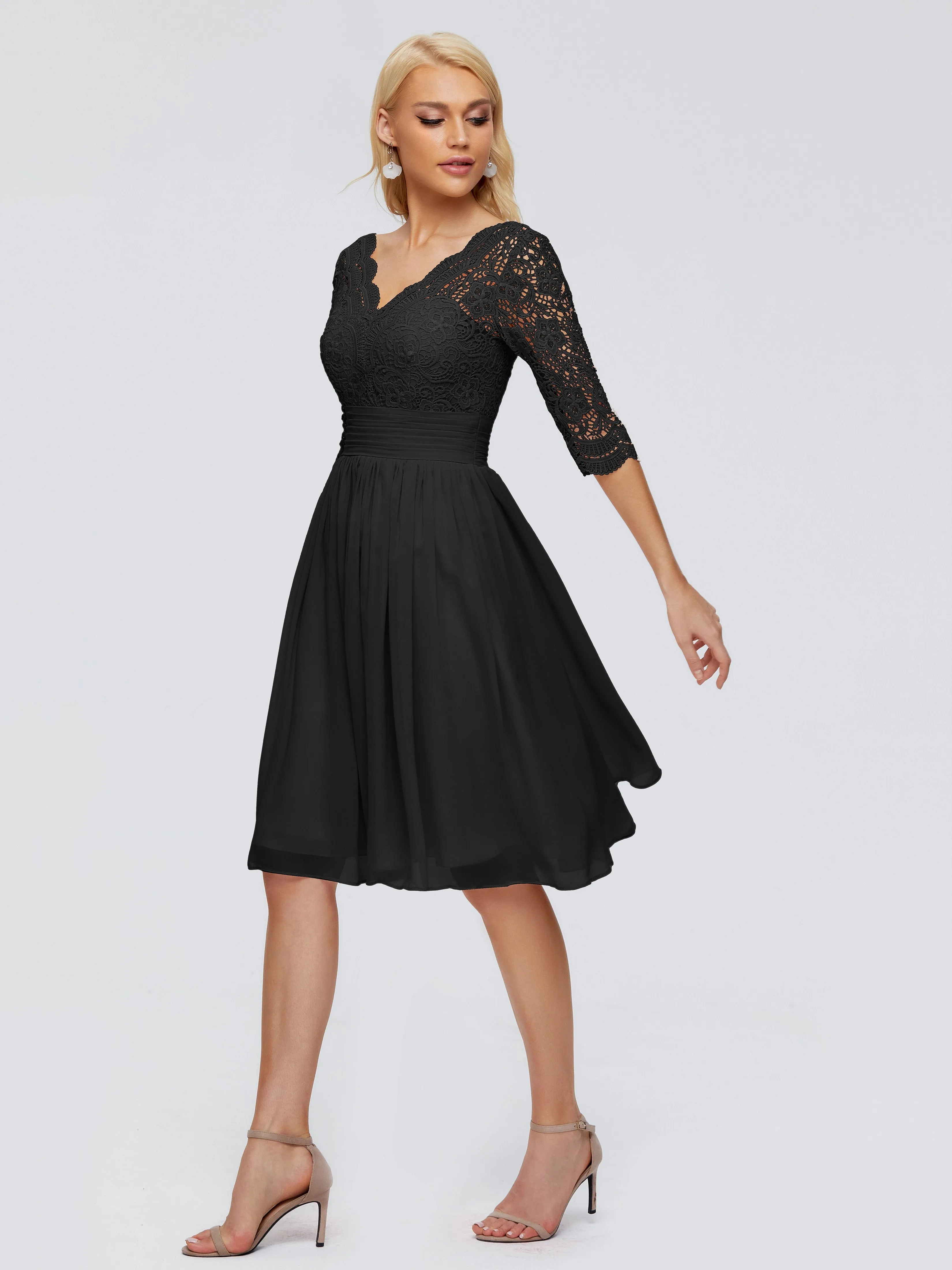 Jordyn Elegant V-neck Chiffon Mother of the Bride Dress With Lace