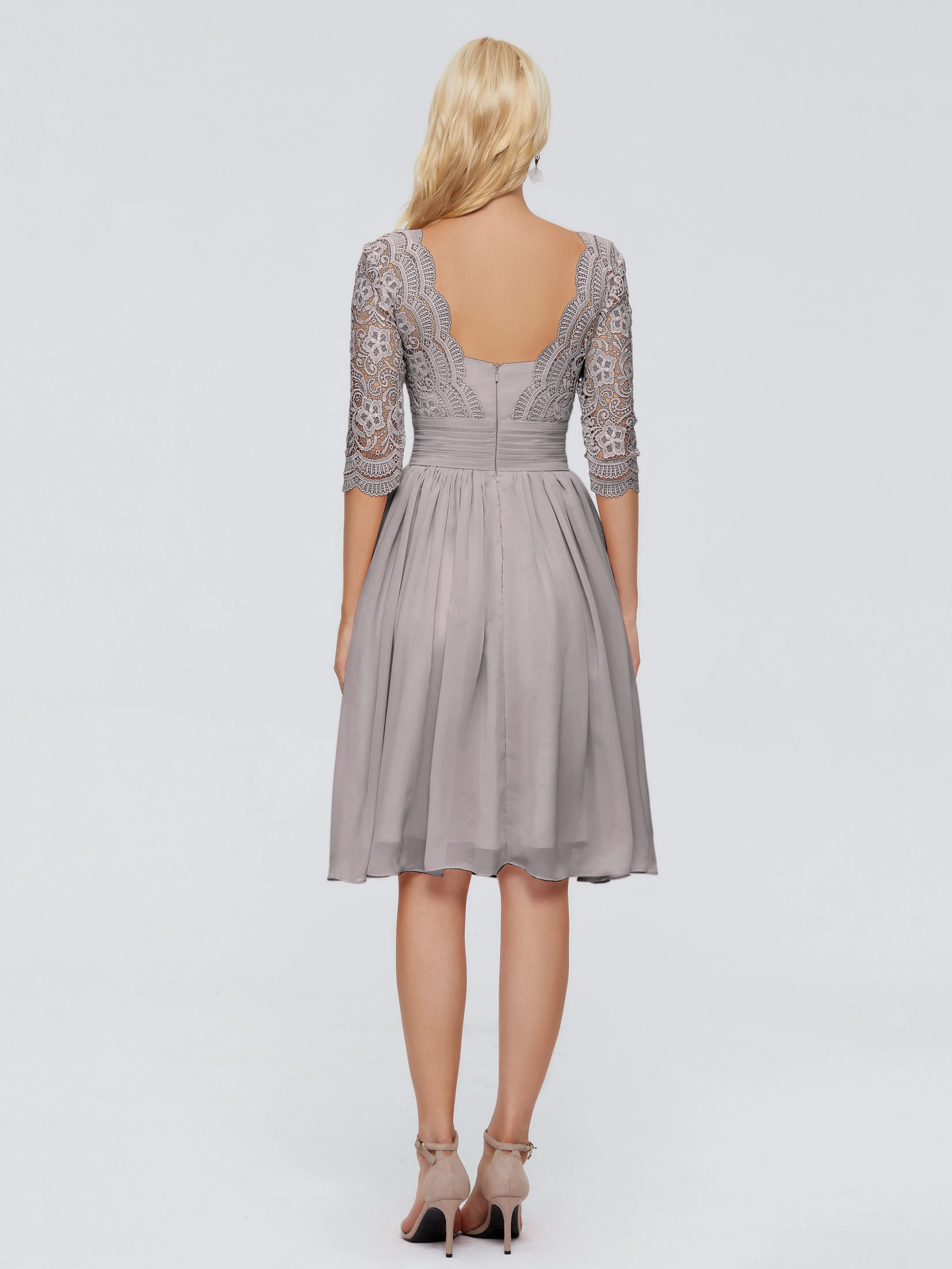 Jordyn Elegant V-neck Chiffon Mother of the Bride Dress With Lace