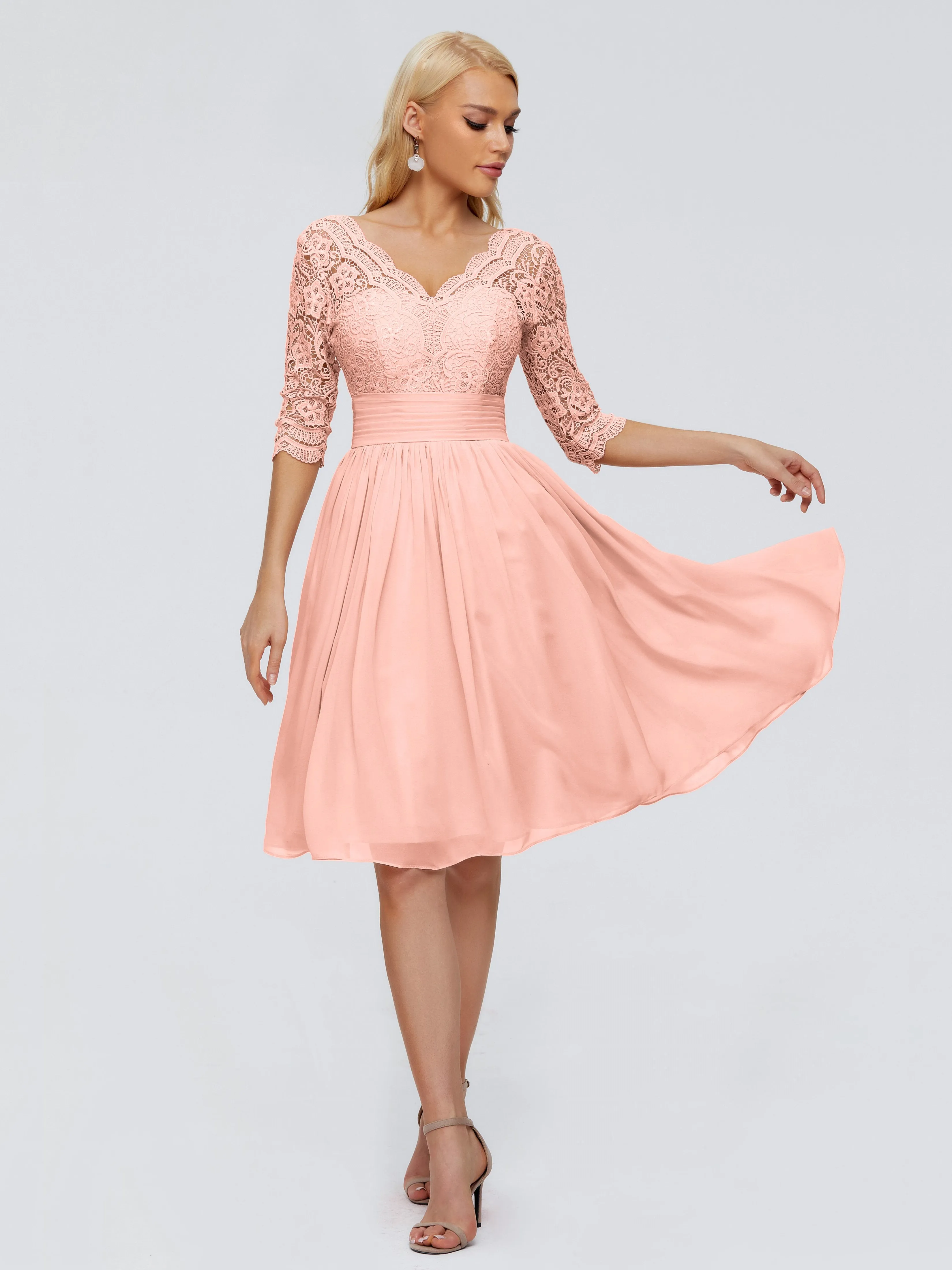 Jordyn Elegant V-neck Chiffon Mother of the Bride Dress With Lace