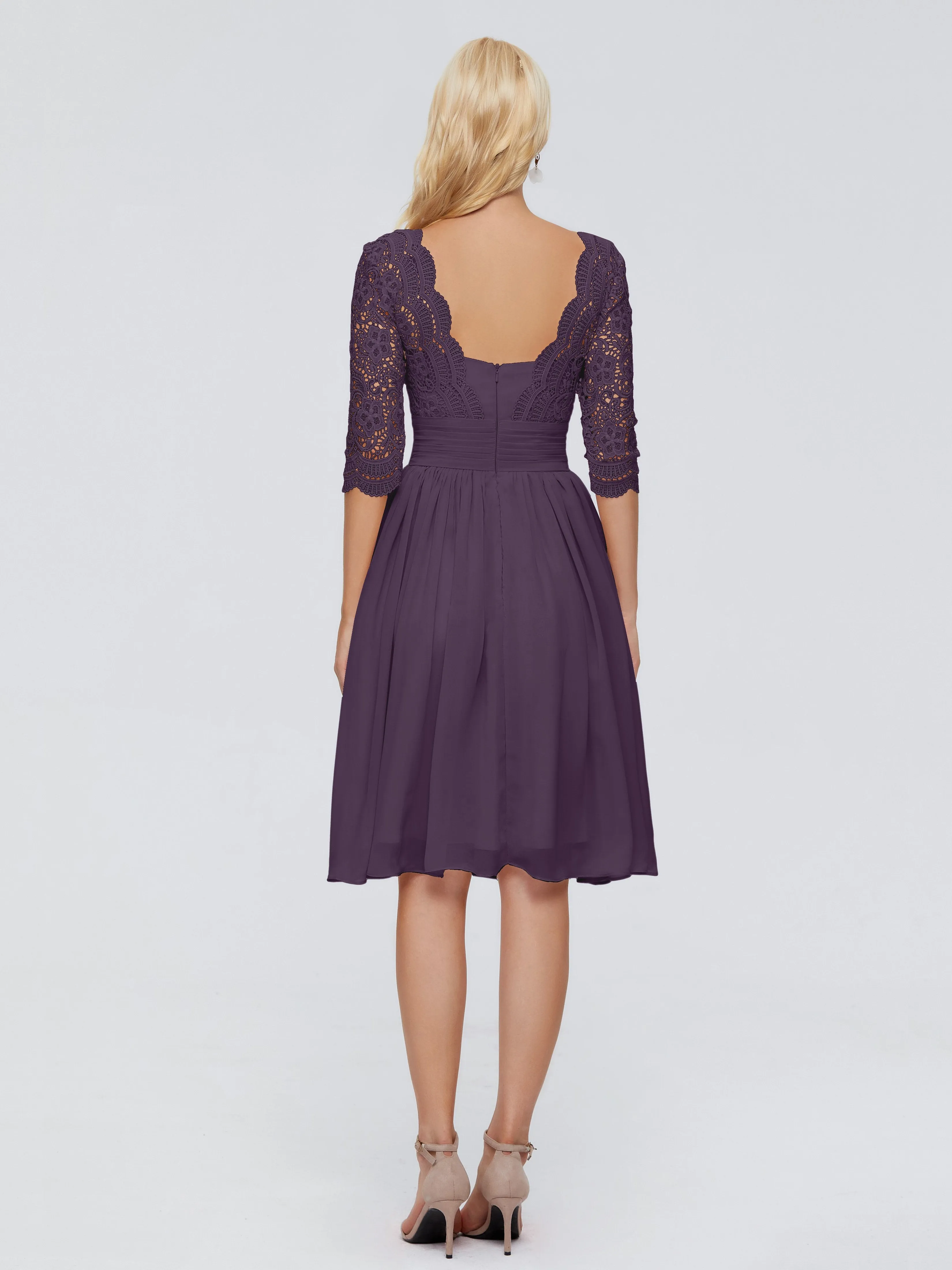 Jordyn Elegant V-neck Chiffon Mother of the Bride Dress With Lace