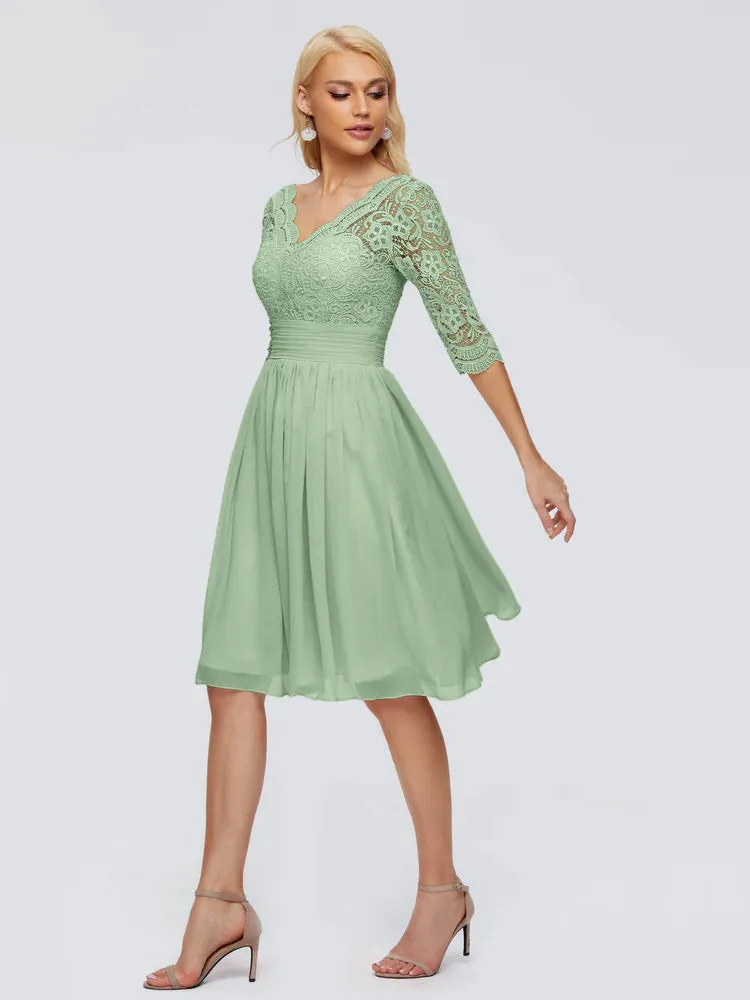 Jordyn Elegant V-neck Chiffon Mother of the Bride Dress With Lace