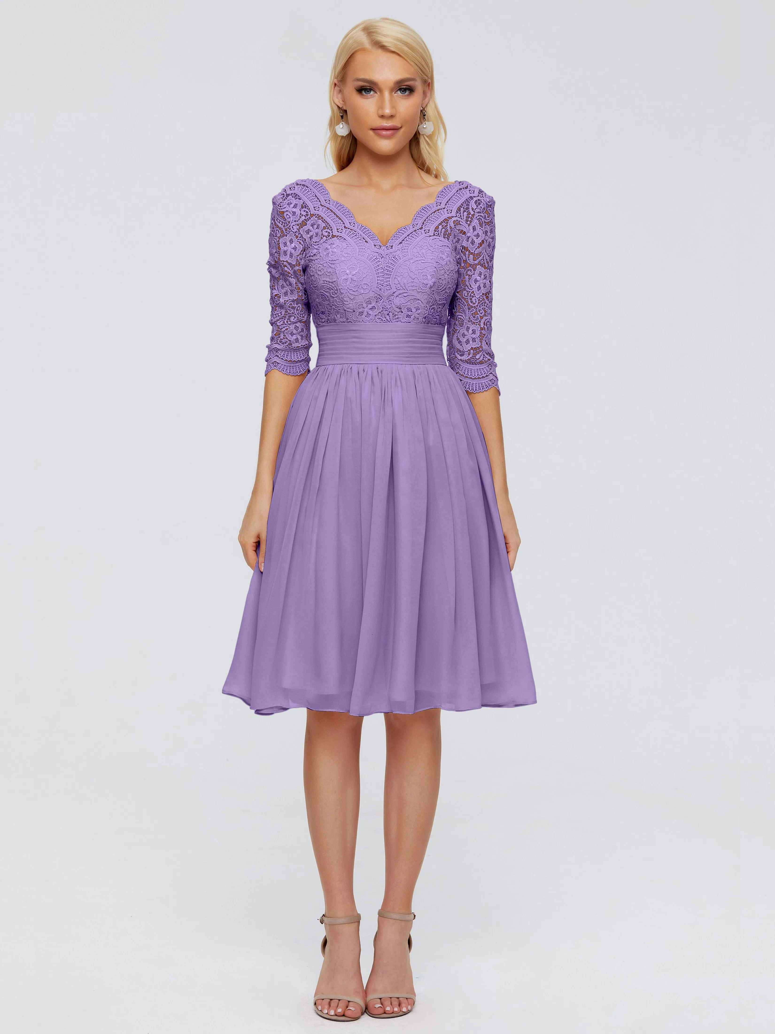 Jordyn Elegant V-neck Chiffon Mother of the Bride Dress With Lace