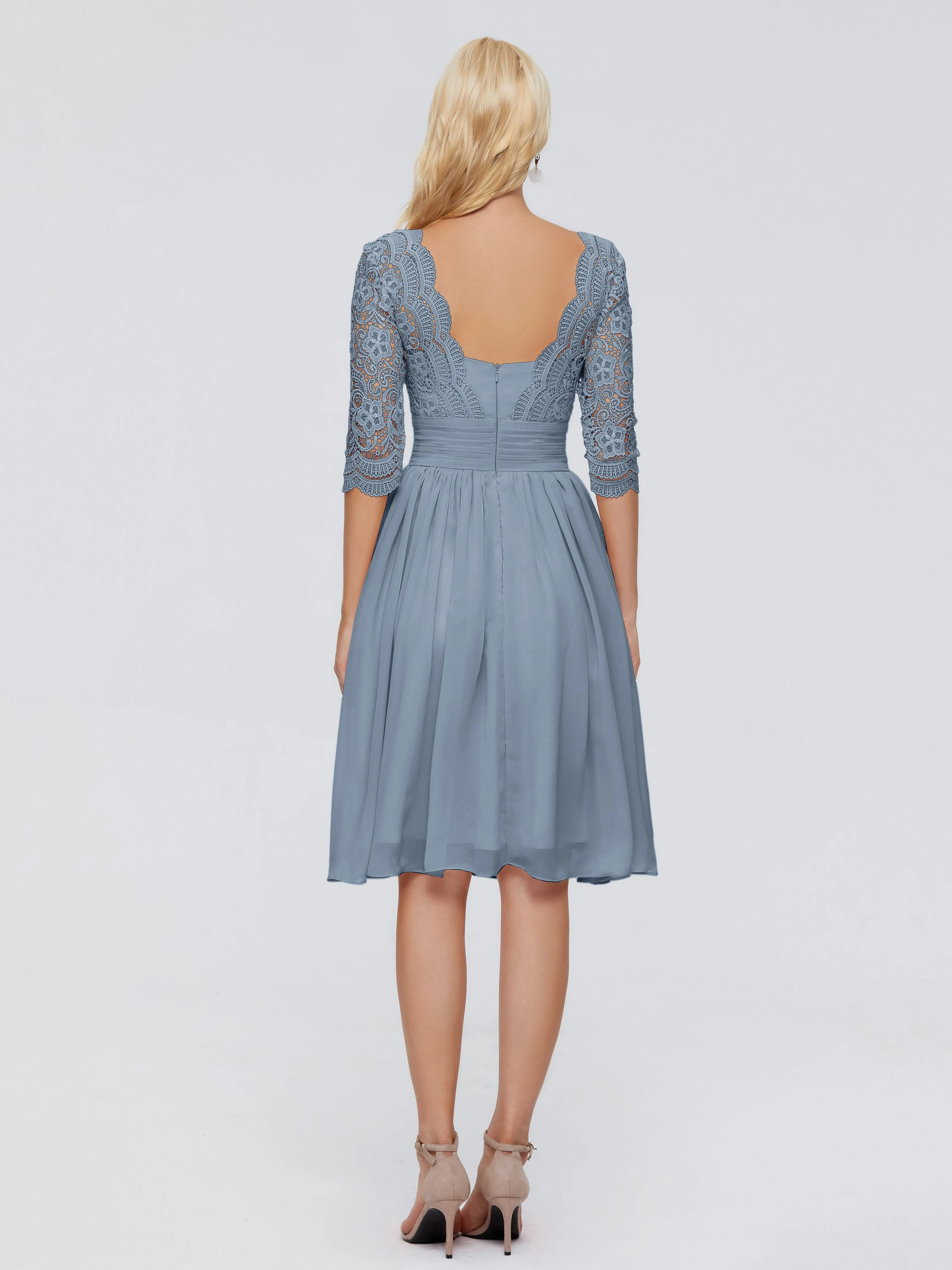 Jordyn Elegant V-neck Chiffon Mother of the Bride Dress With Lace