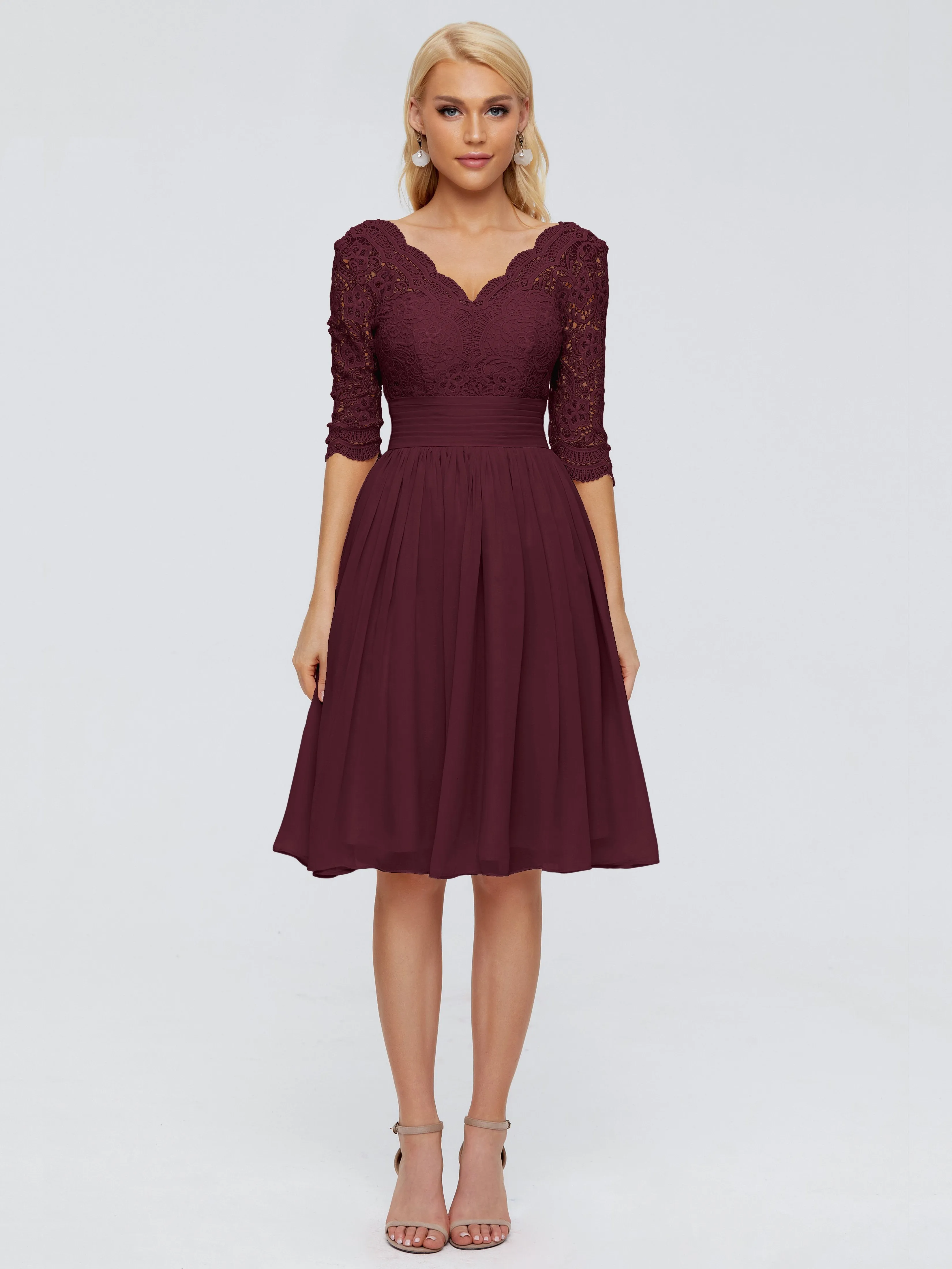 Jordyn Elegant V-neck Chiffon Mother of the Bride Dress With Lace