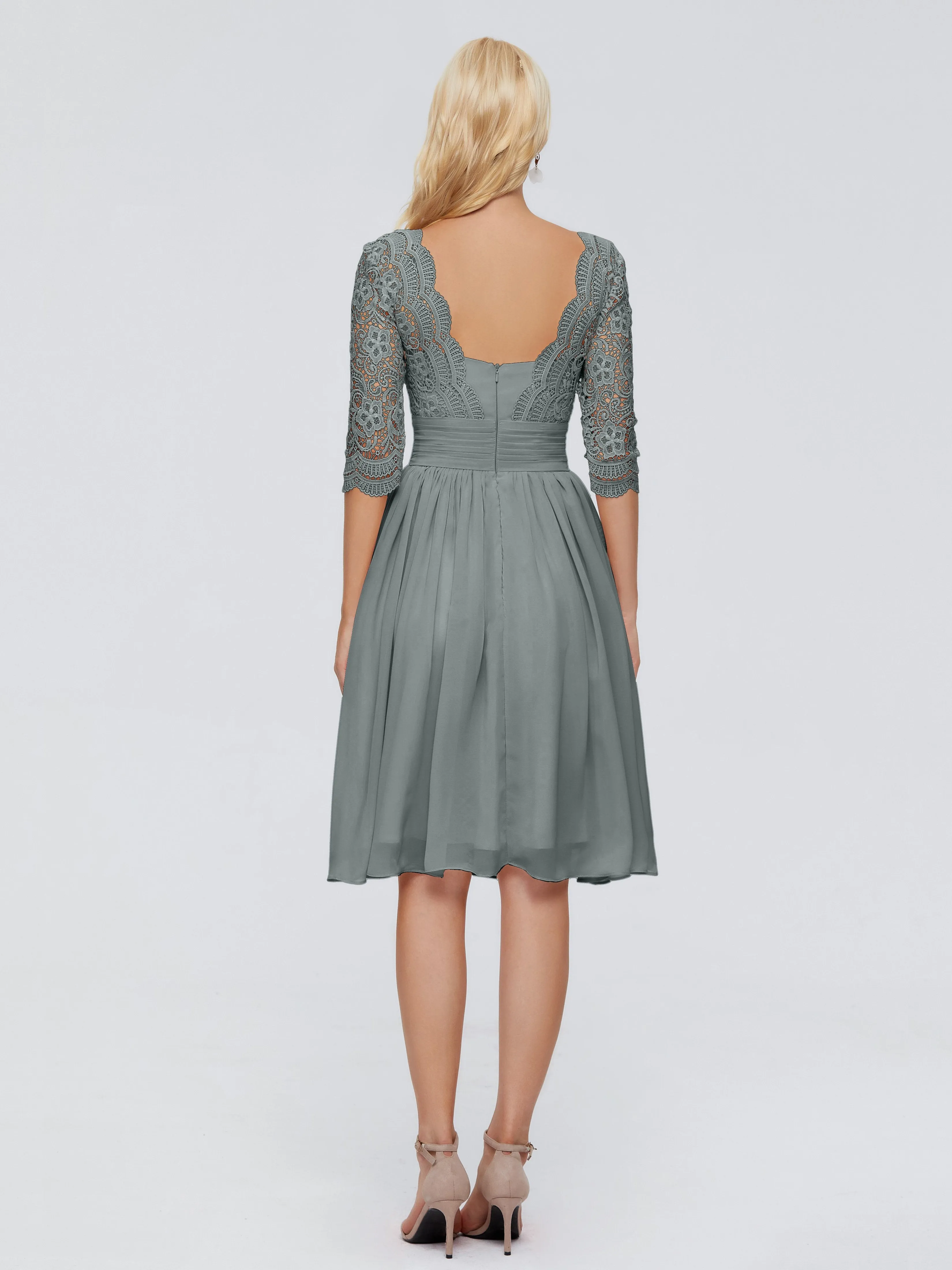 Jordyn Elegant V-neck Chiffon Mother of the Bride Dress With Lace