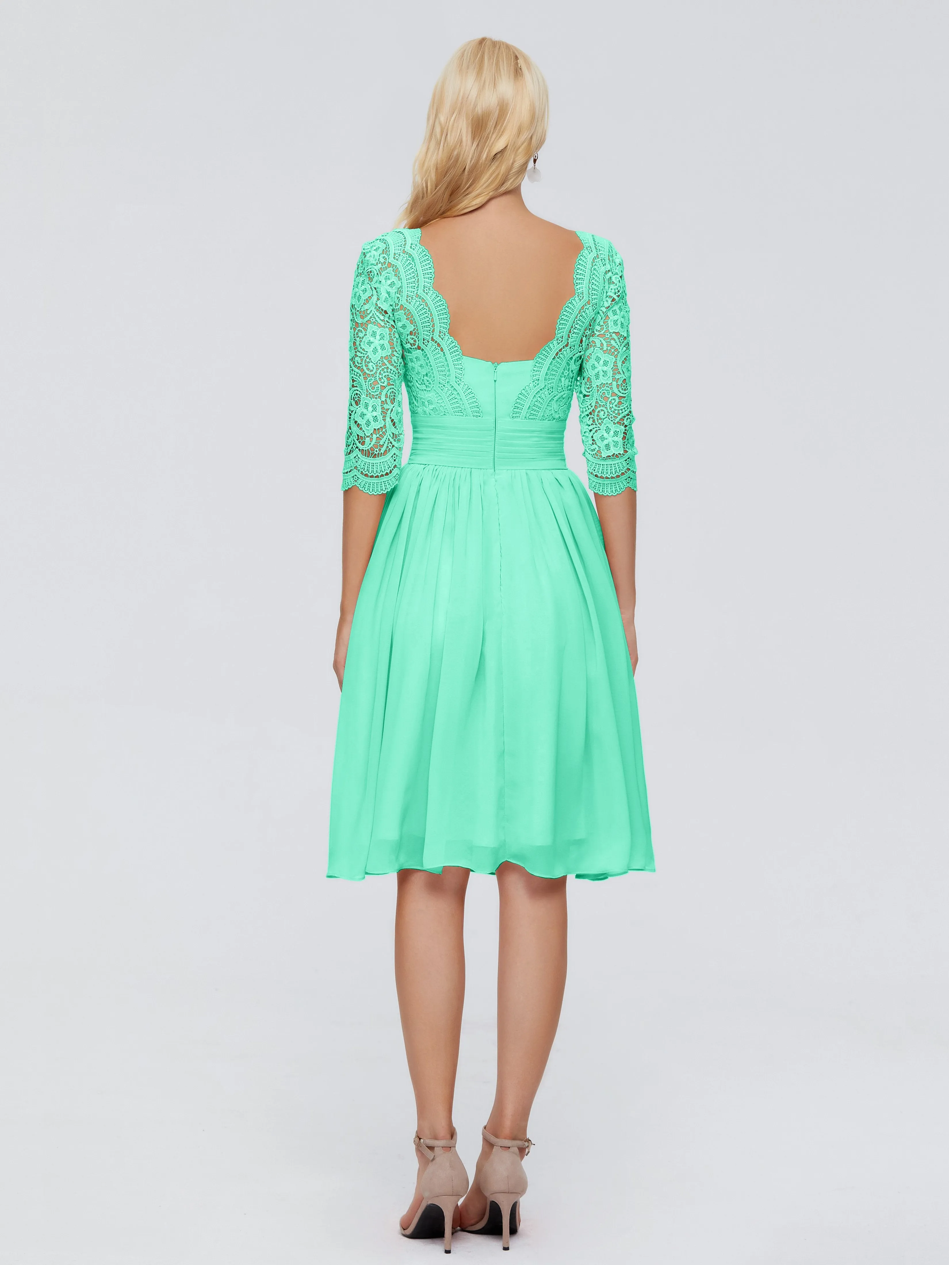 Jordyn Elegant V-neck Chiffon Mother of the Bride Dress With Lace