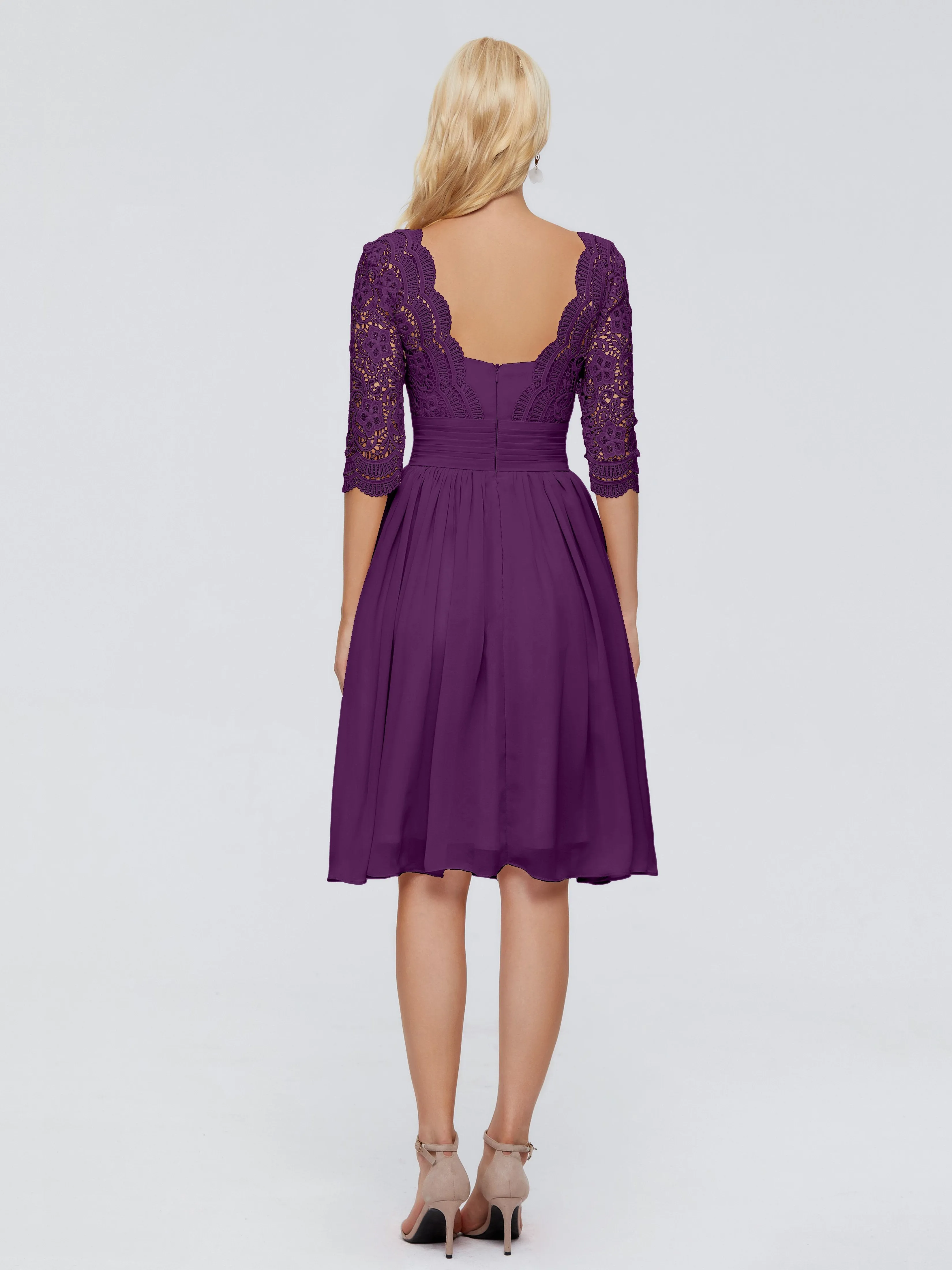 Jordyn Elegant V-neck Chiffon Mother of the Bride Dress With Lace