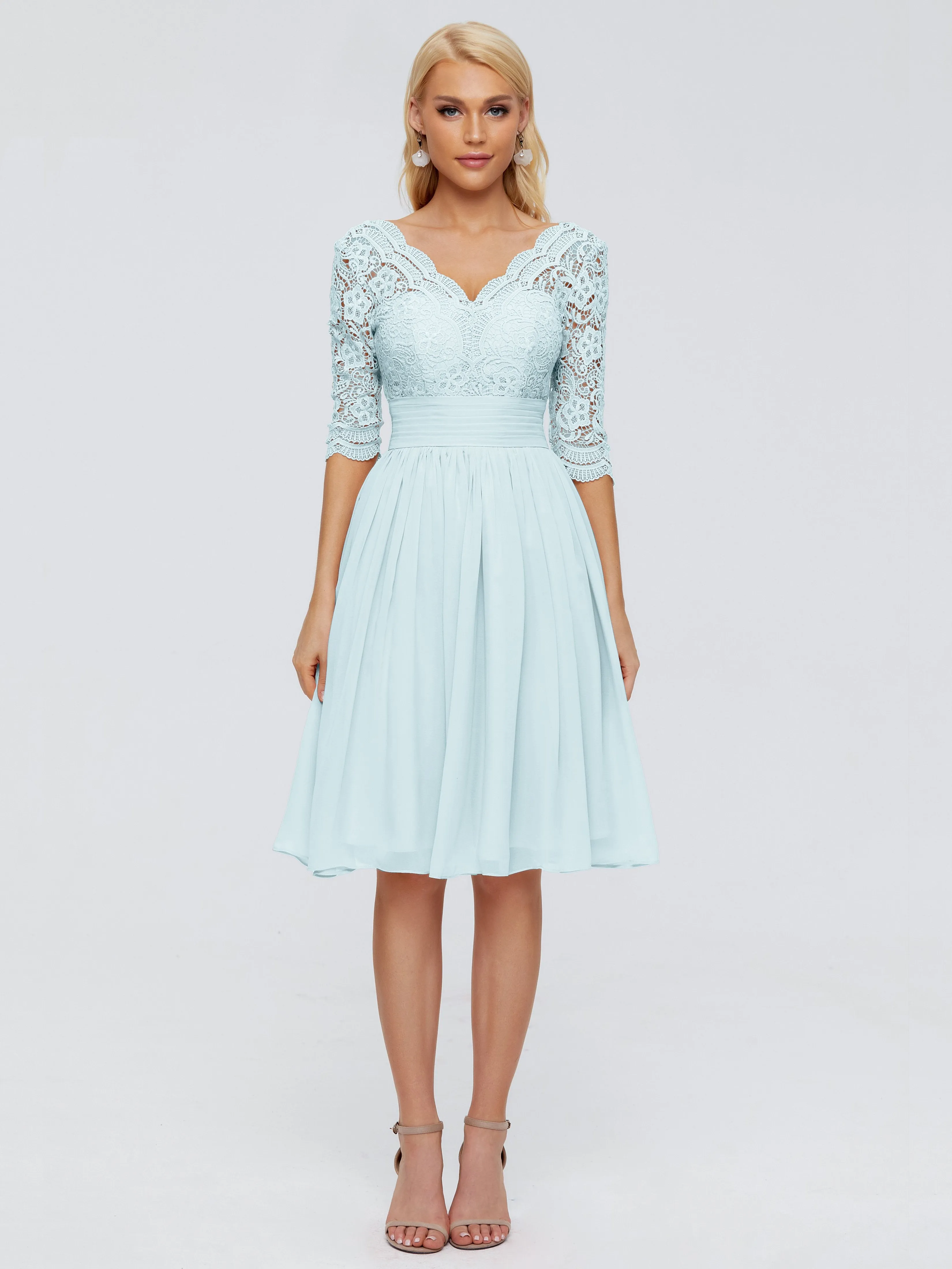 Jordyn Elegant V-neck Chiffon Mother of the Bride Dress With Lace