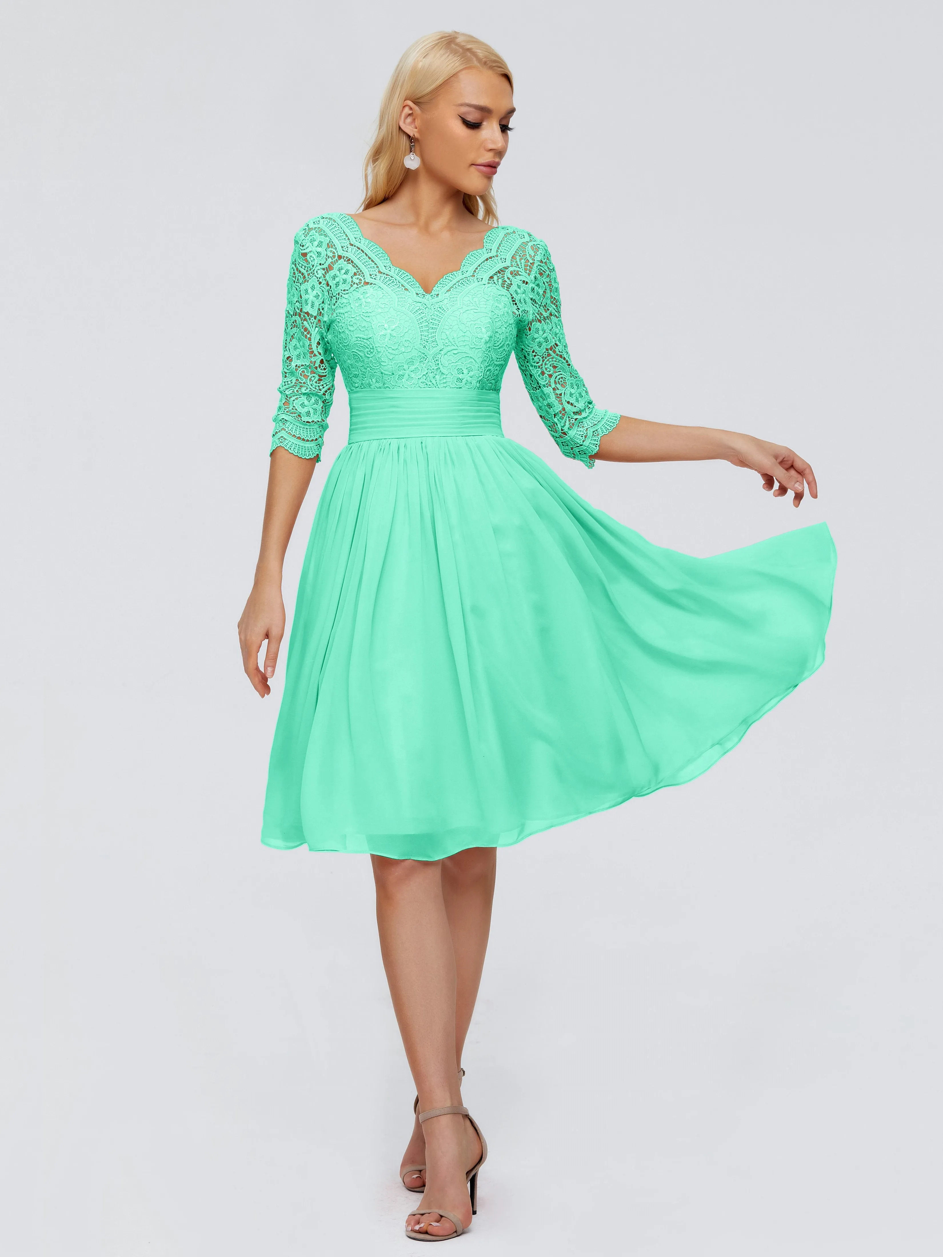 Jordyn Elegant V-neck Chiffon Mother of the Bride Dress With Lace