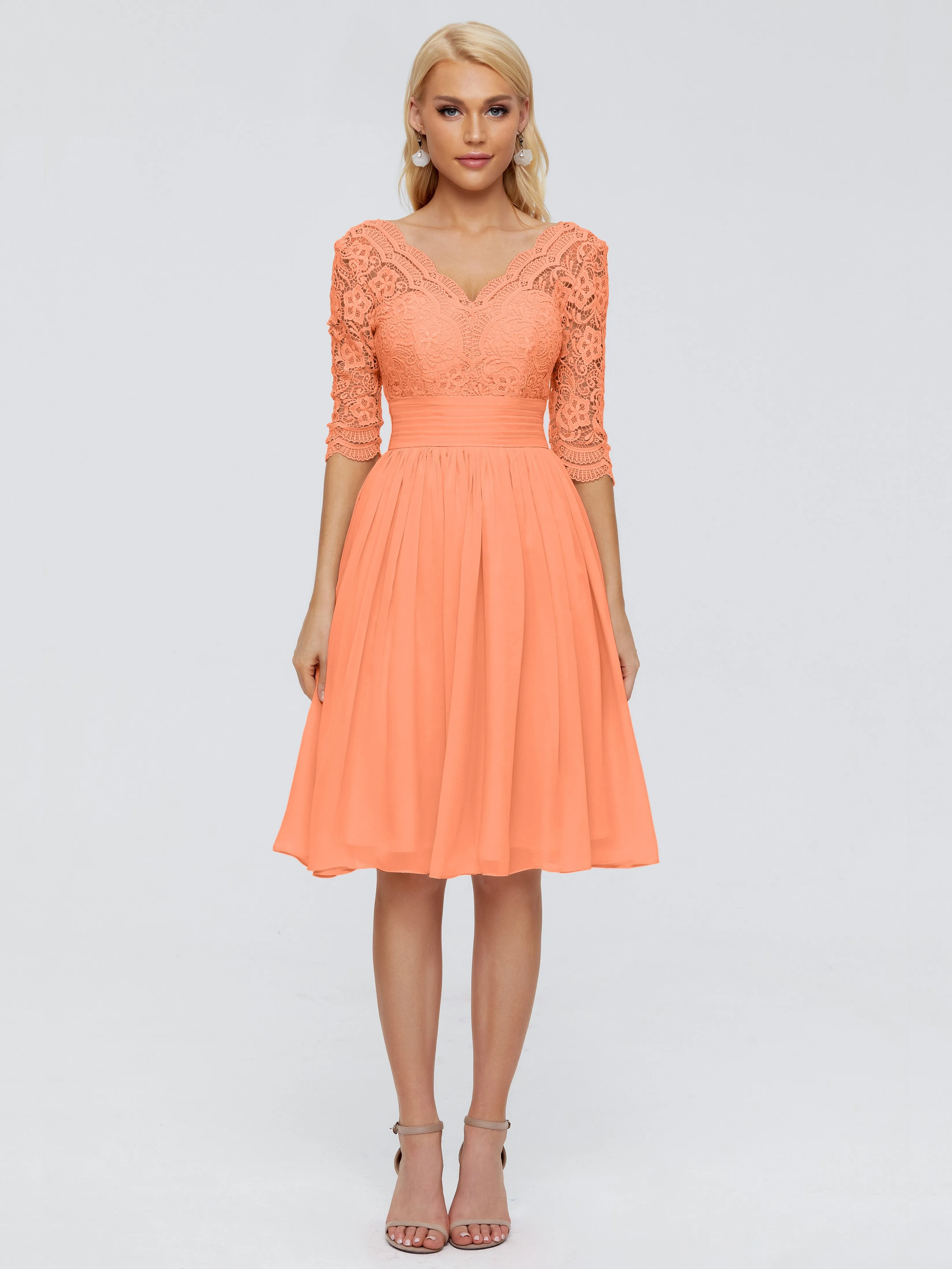 Jordyn Elegant V-neck Chiffon Mother of the Bride Dress With Lace