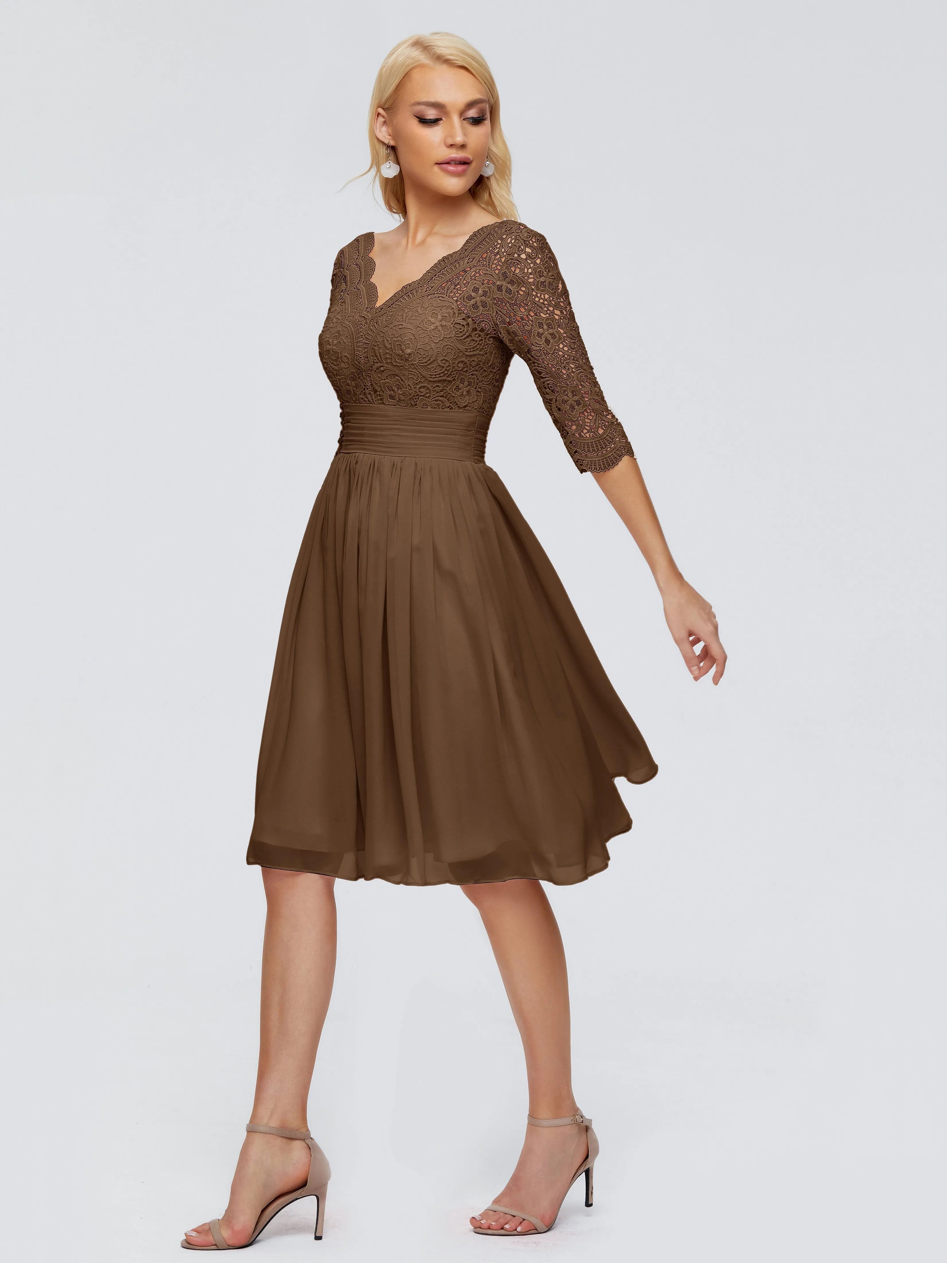 Jordyn Elegant V-neck Chiffon Mother of the Bride Dress With Lace