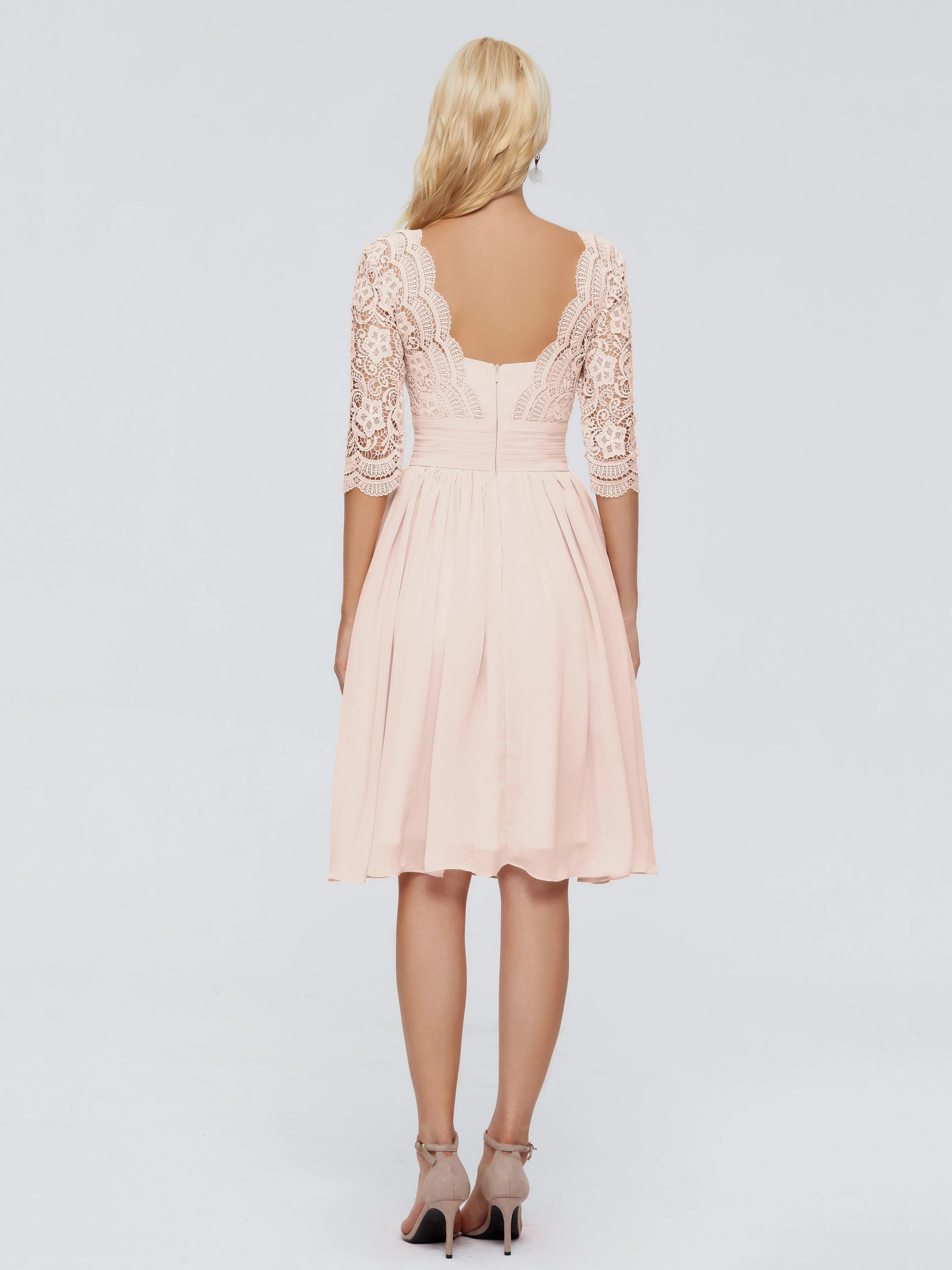 Jordyn Elegant V-neck Chiffon Mother of the Bride Dress With Lace