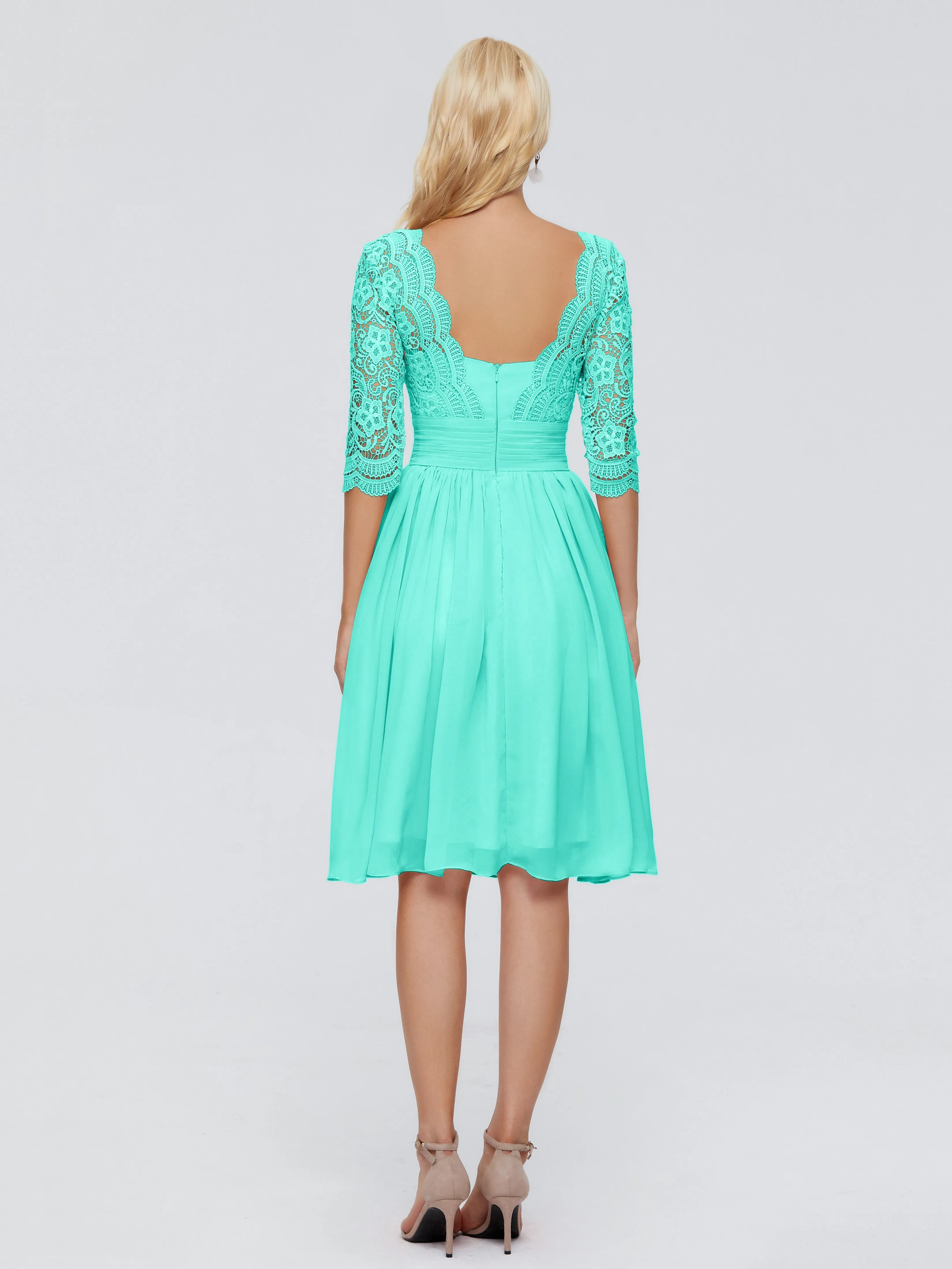 Jordyn Elegant V-neck Chiffon Mother of the Bride Dress With Lace