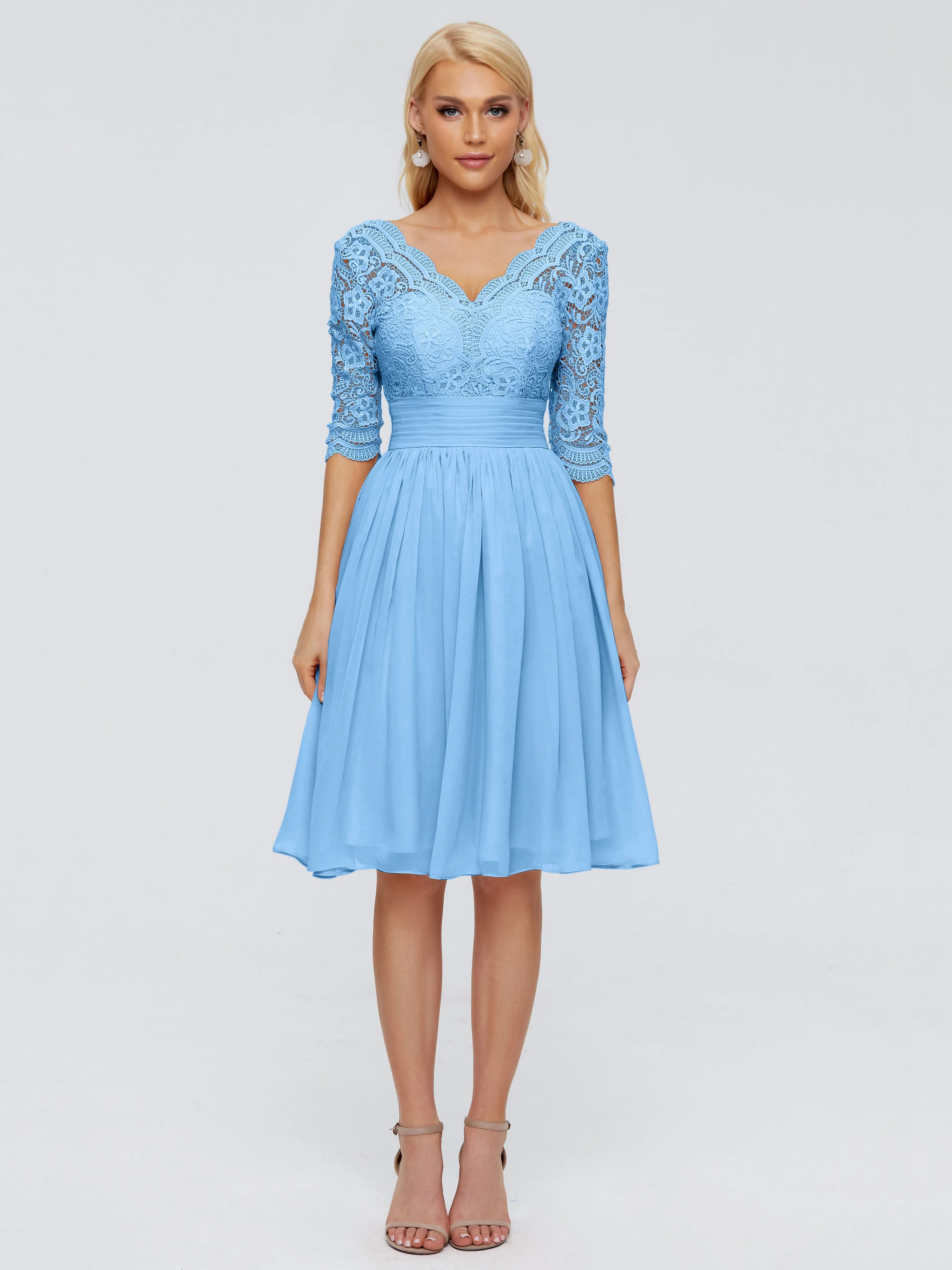 Jordyn Elegant V-neck Chiffon Mother of the Bride Dress With Lace