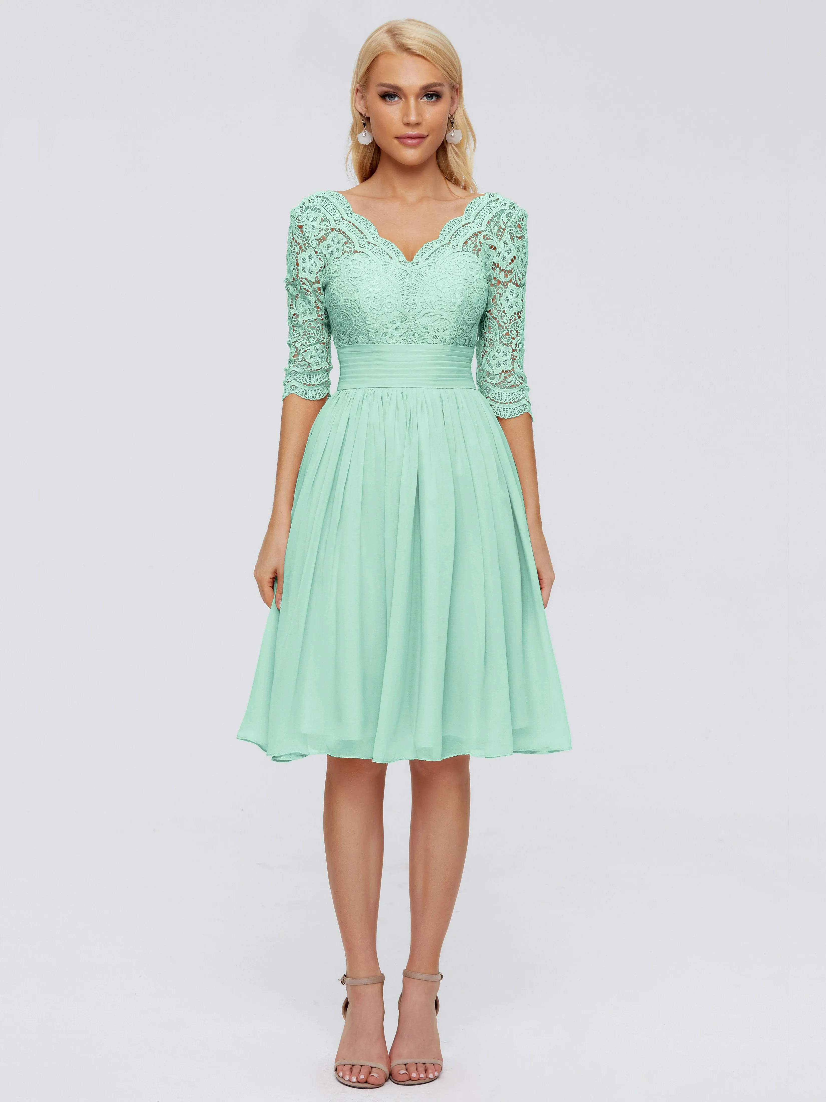 Jordyn Elegant V-neck Chiffon Mother of the Bride Dress With Lace