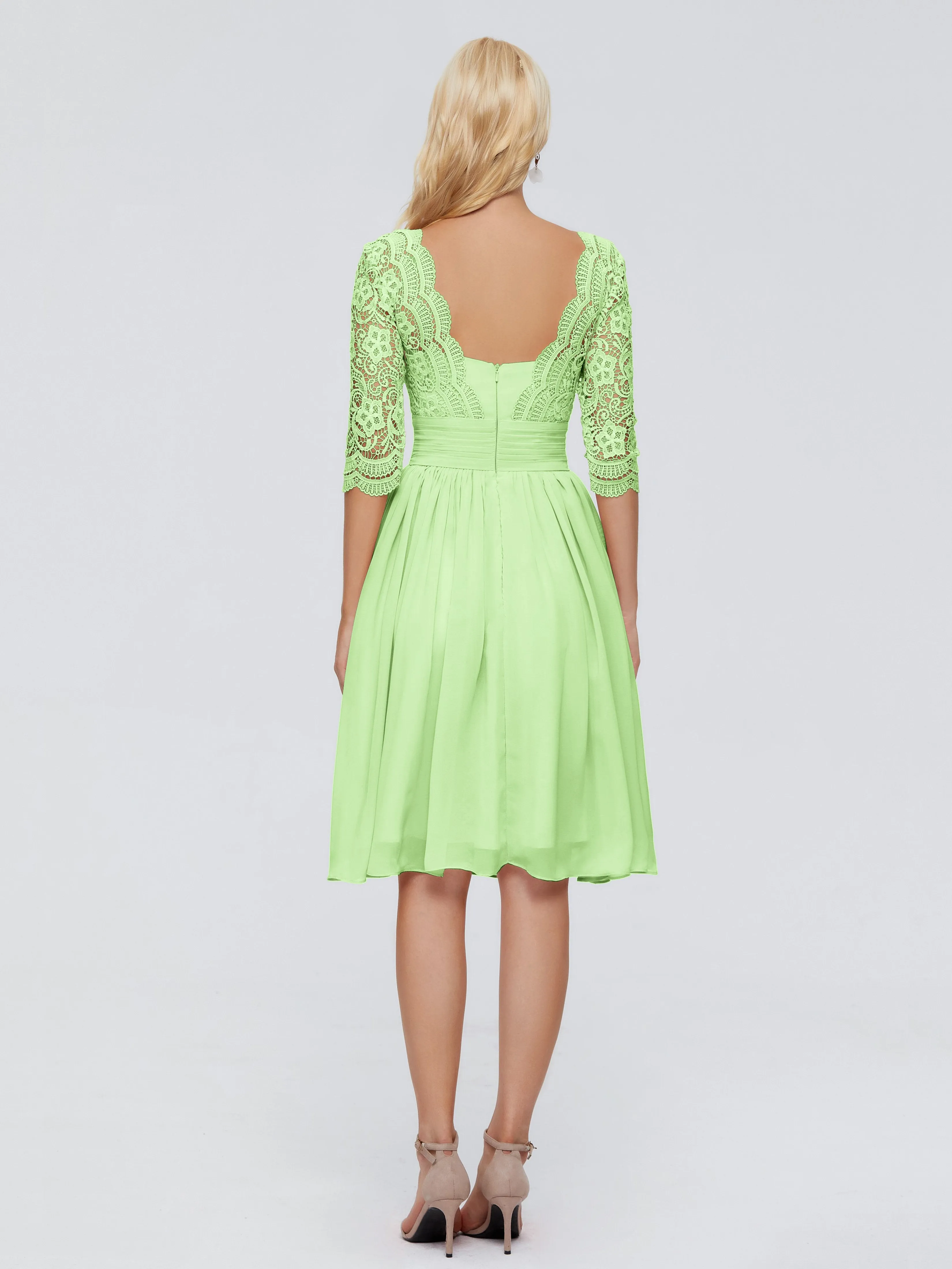 Jordyn Elegant V-neck Chiffon Mother of the Bride Dress With Lace