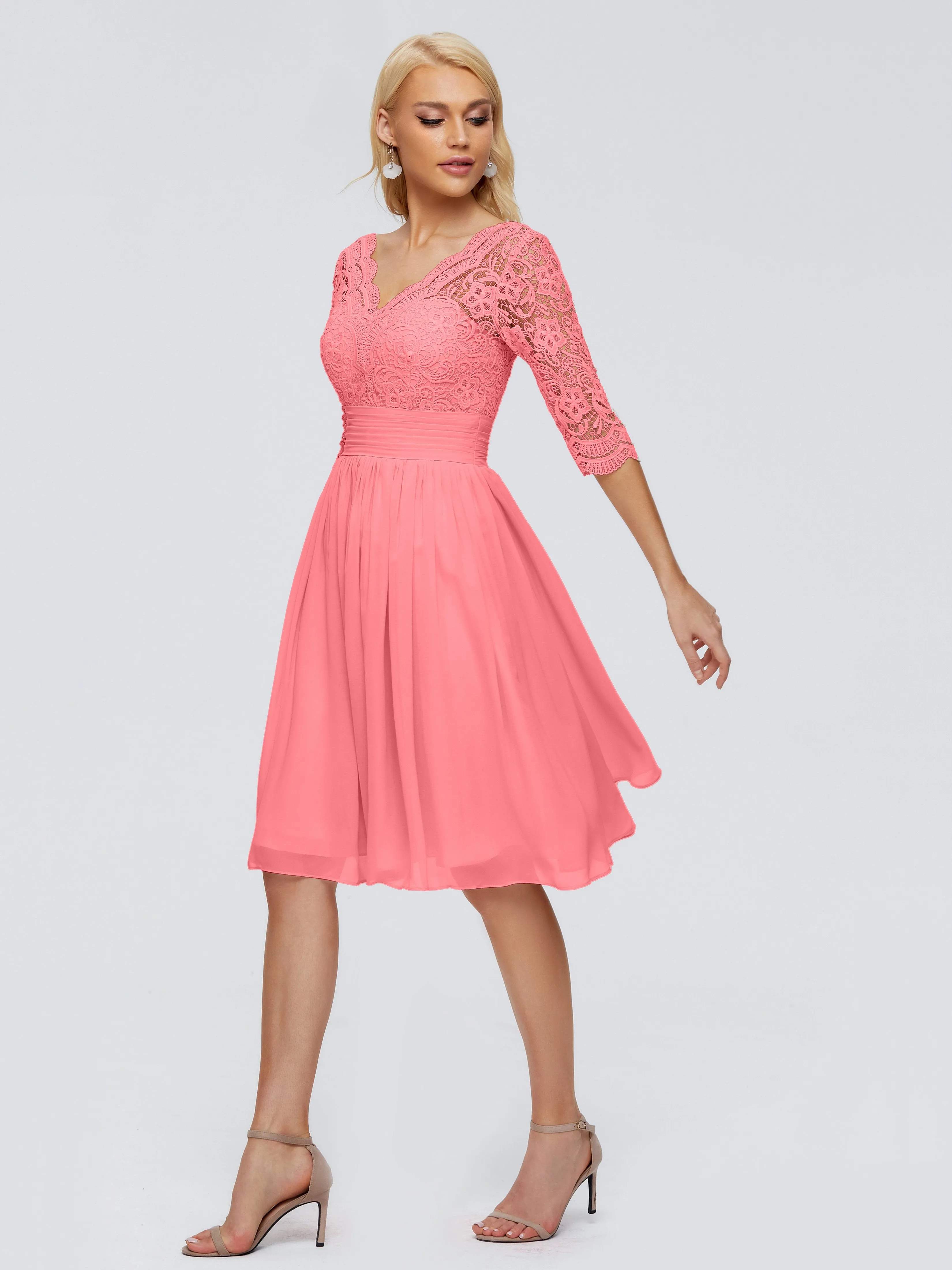 Jordyn Elegant V-neck Chiffon Mother of the Bride Dress With Lace