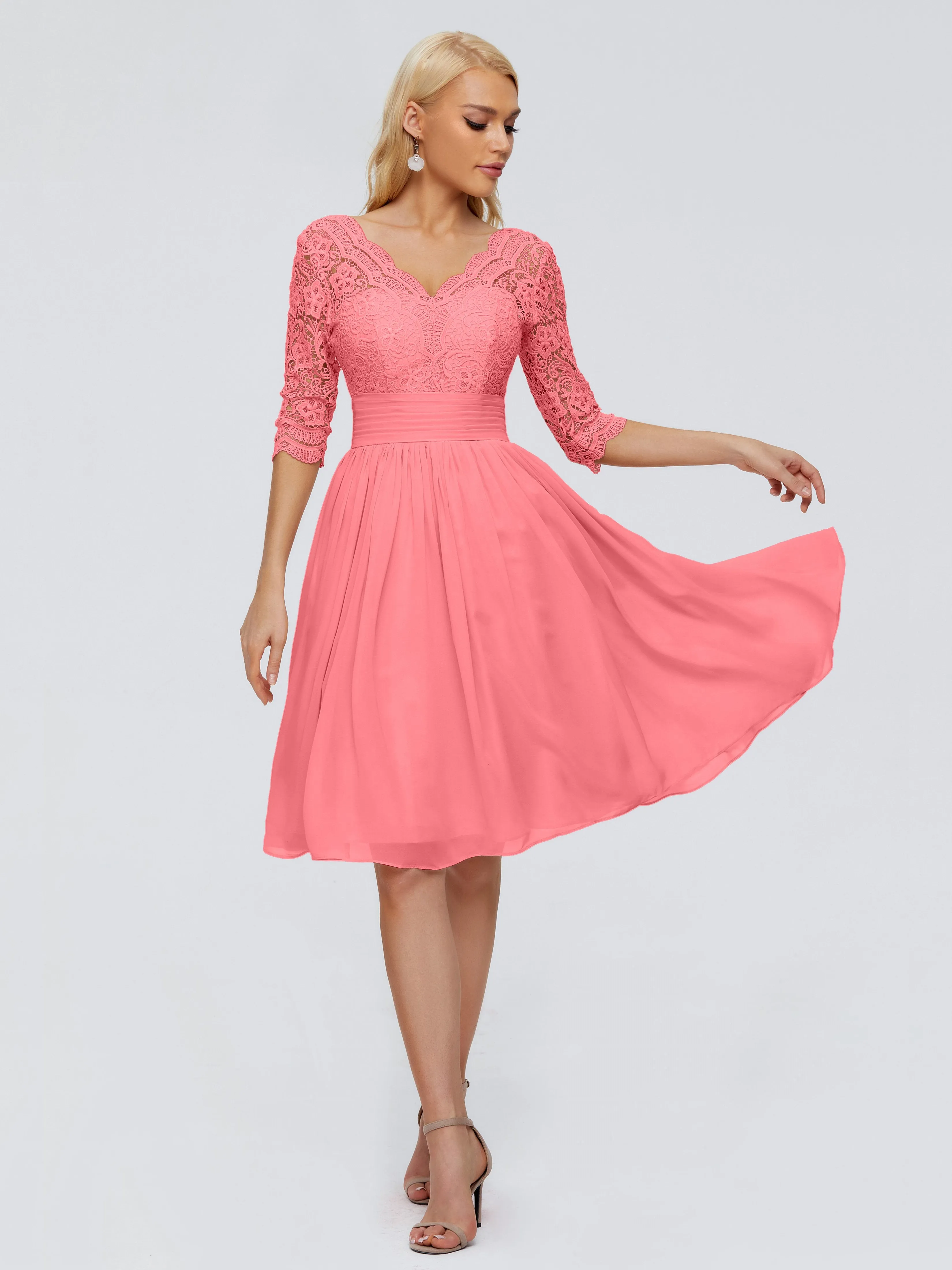 Jordyn Elegant V-neck Chiffon Mother of the Bride Dress With Lace