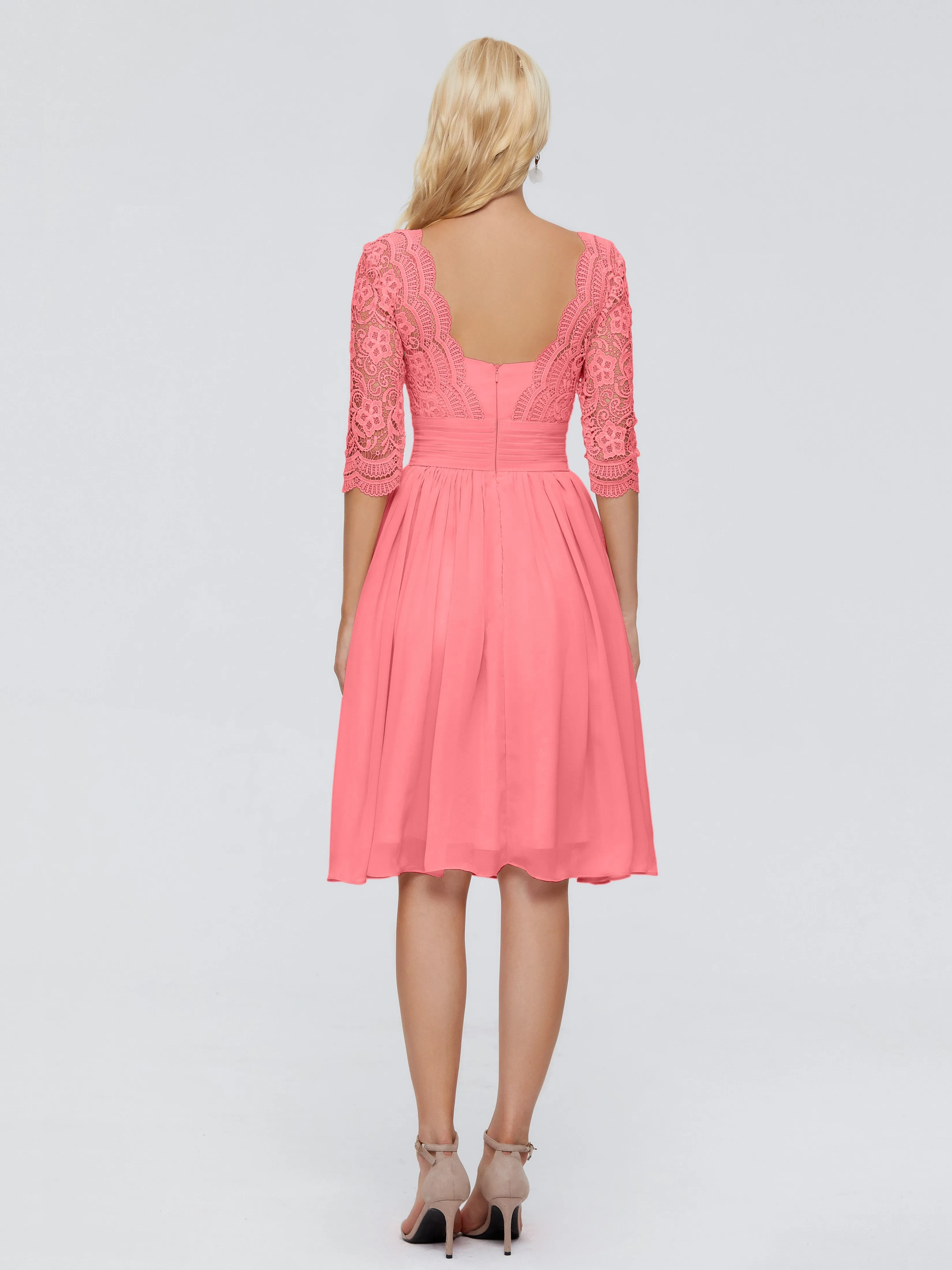 Jordyn Elegant V-neck Chiffon Mother of the Bride Dress With Lace