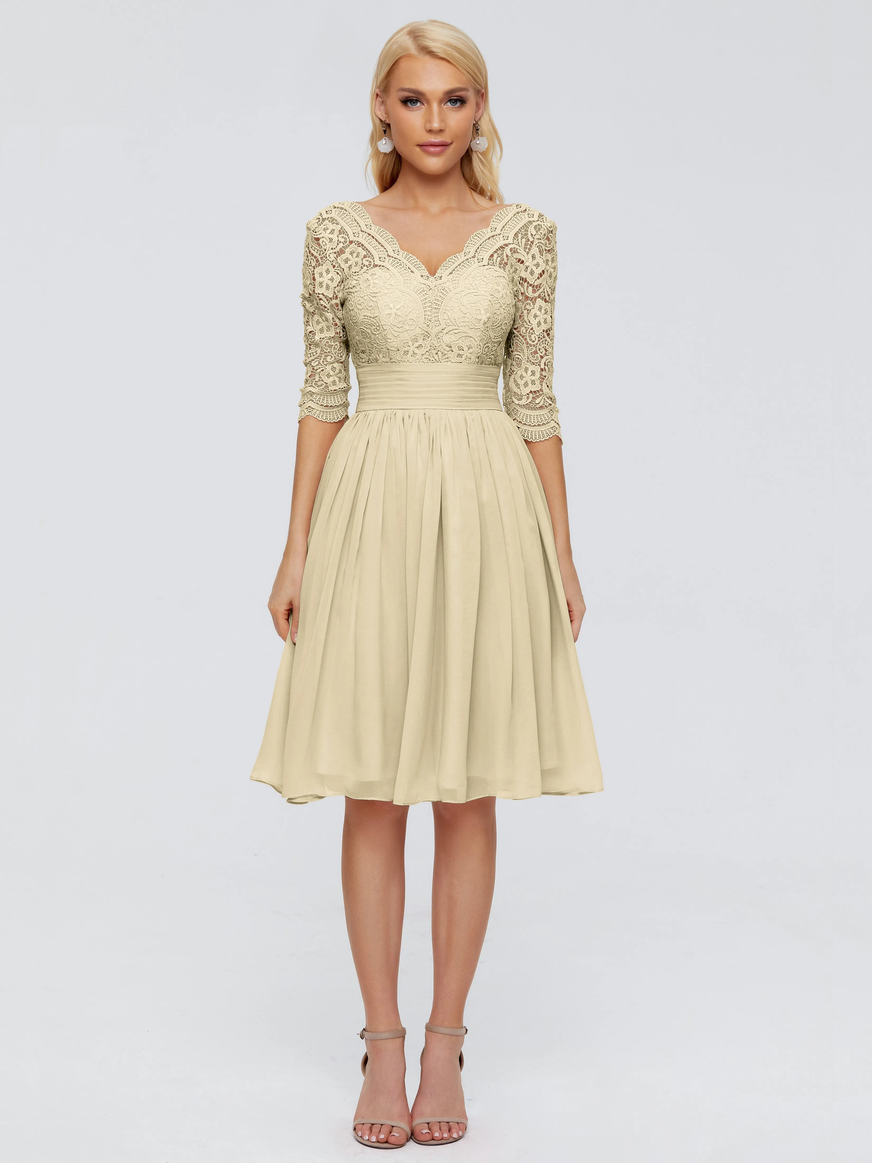 Jordyn Elegant V-neck Chiffon Mother of the Bride Dress With Lace