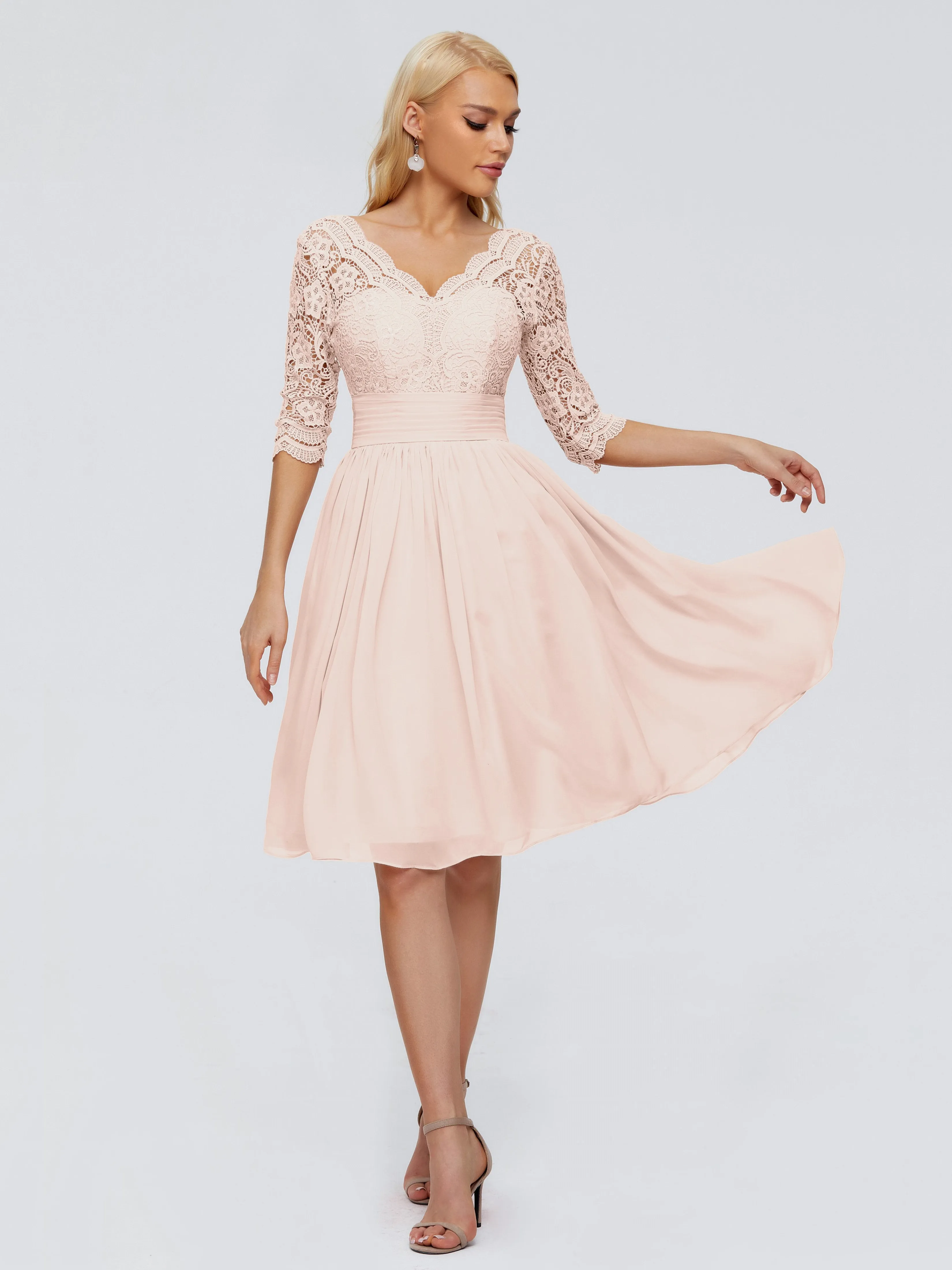 Jordyn Elegant V-neck Chiffon Mother of the Bride Dress With Lace