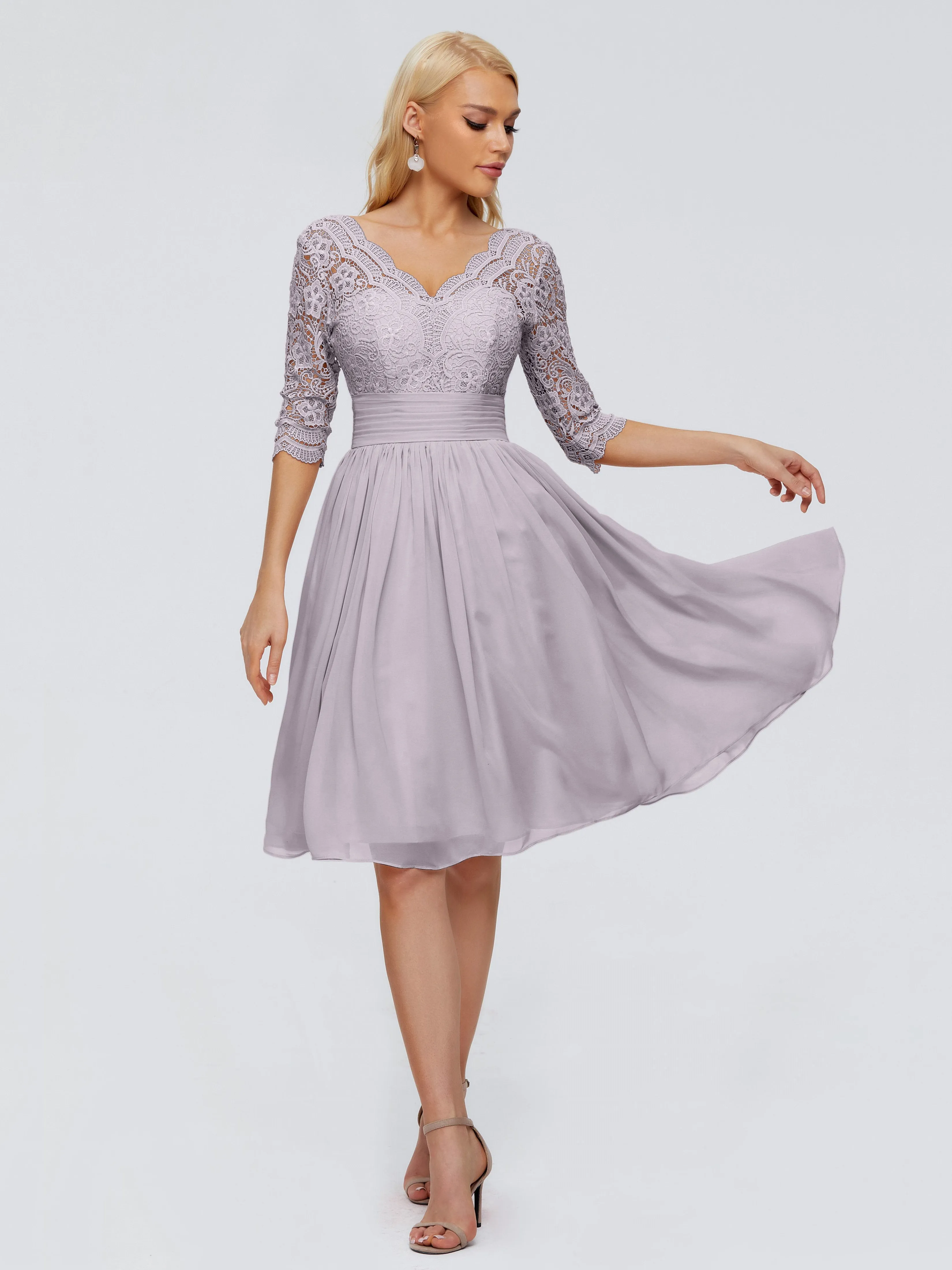 Jordyn Elegant V-neck Chiffon Mother of the Bride Dress With Lace