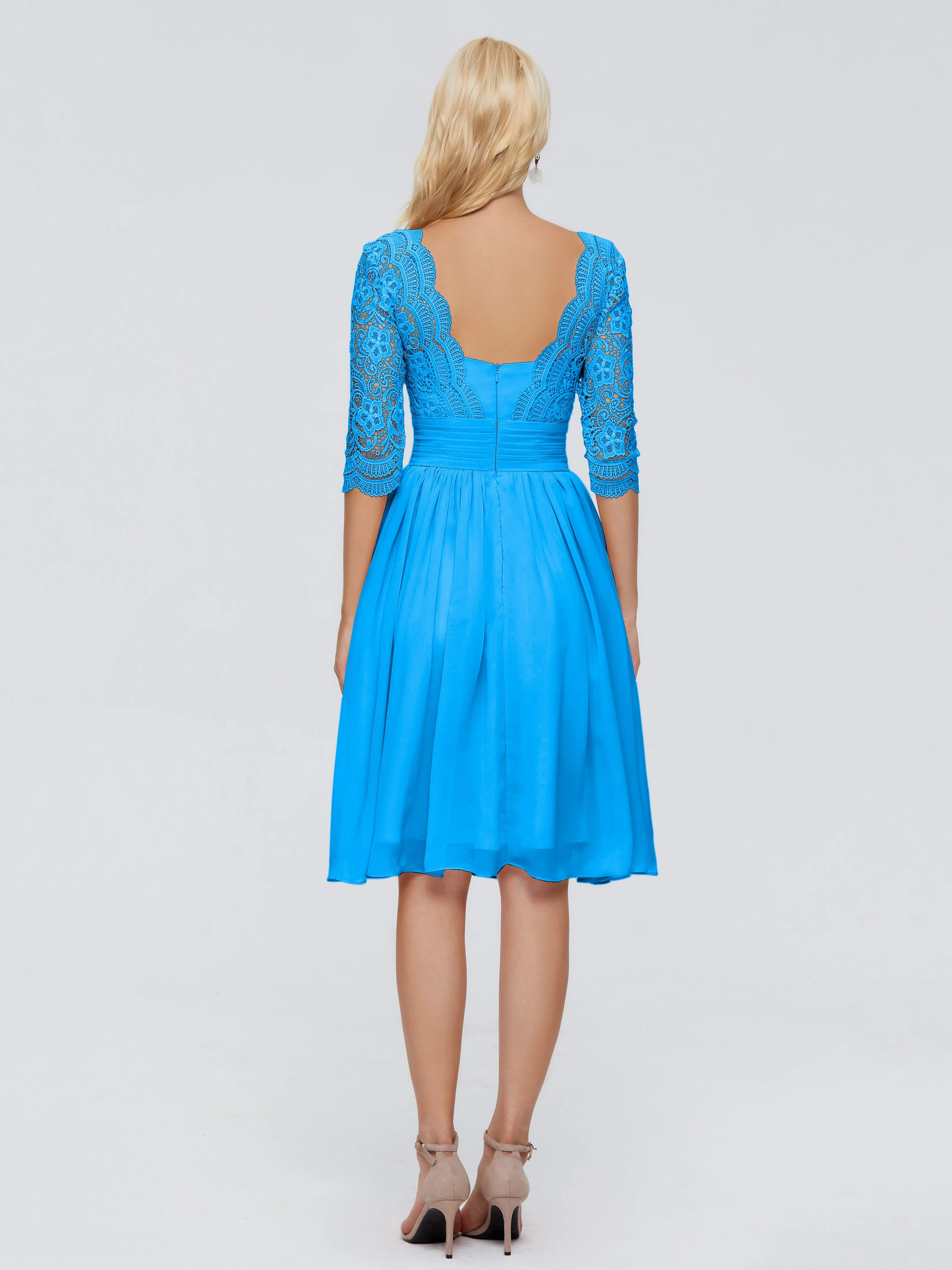 Jordyn Elegant V-neck Chiffon Mother of the Bride Dress With Lace