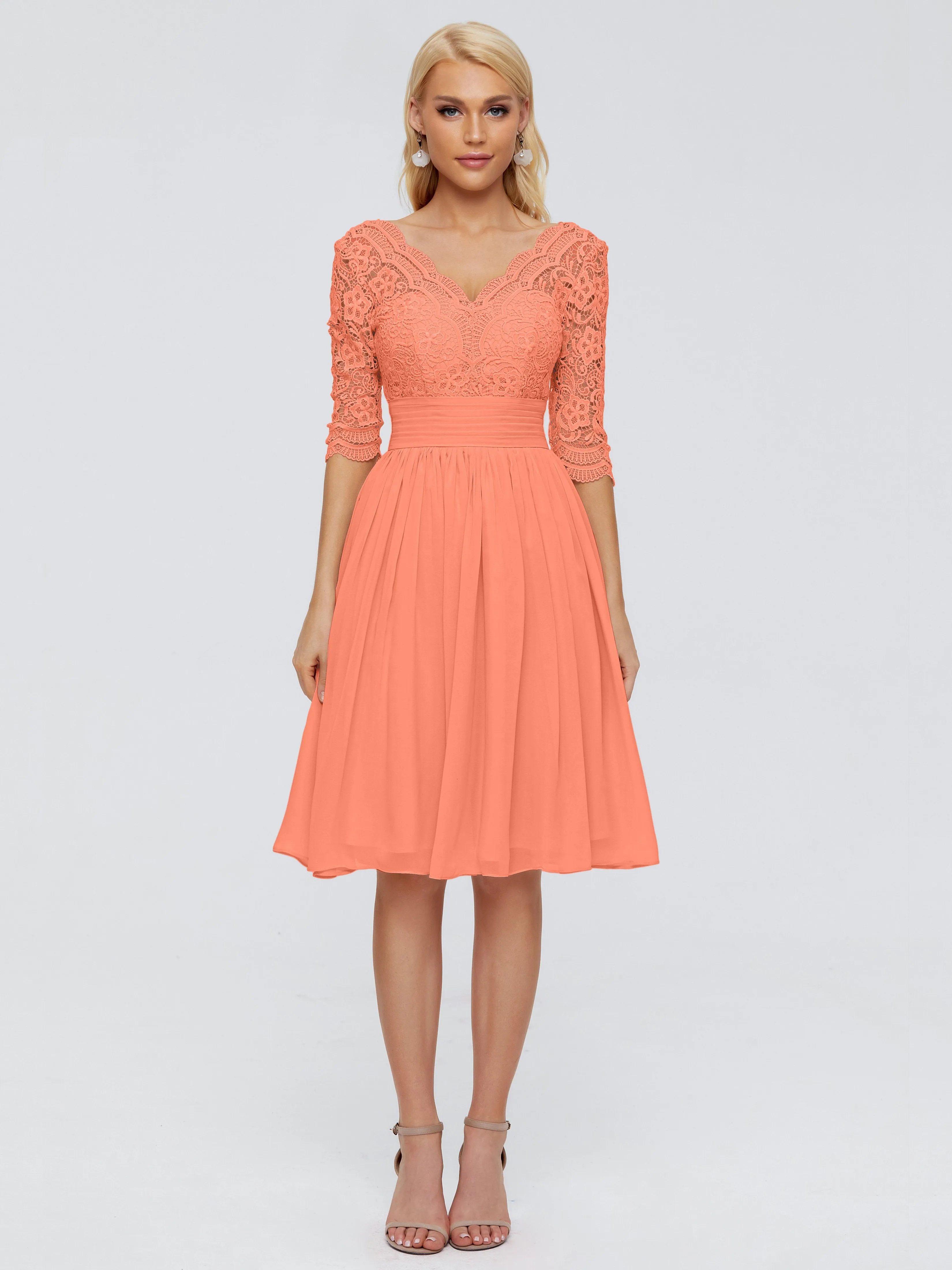 Jordyn Elegant V-neck Chiffon Mother of the Bride Dress With Lace