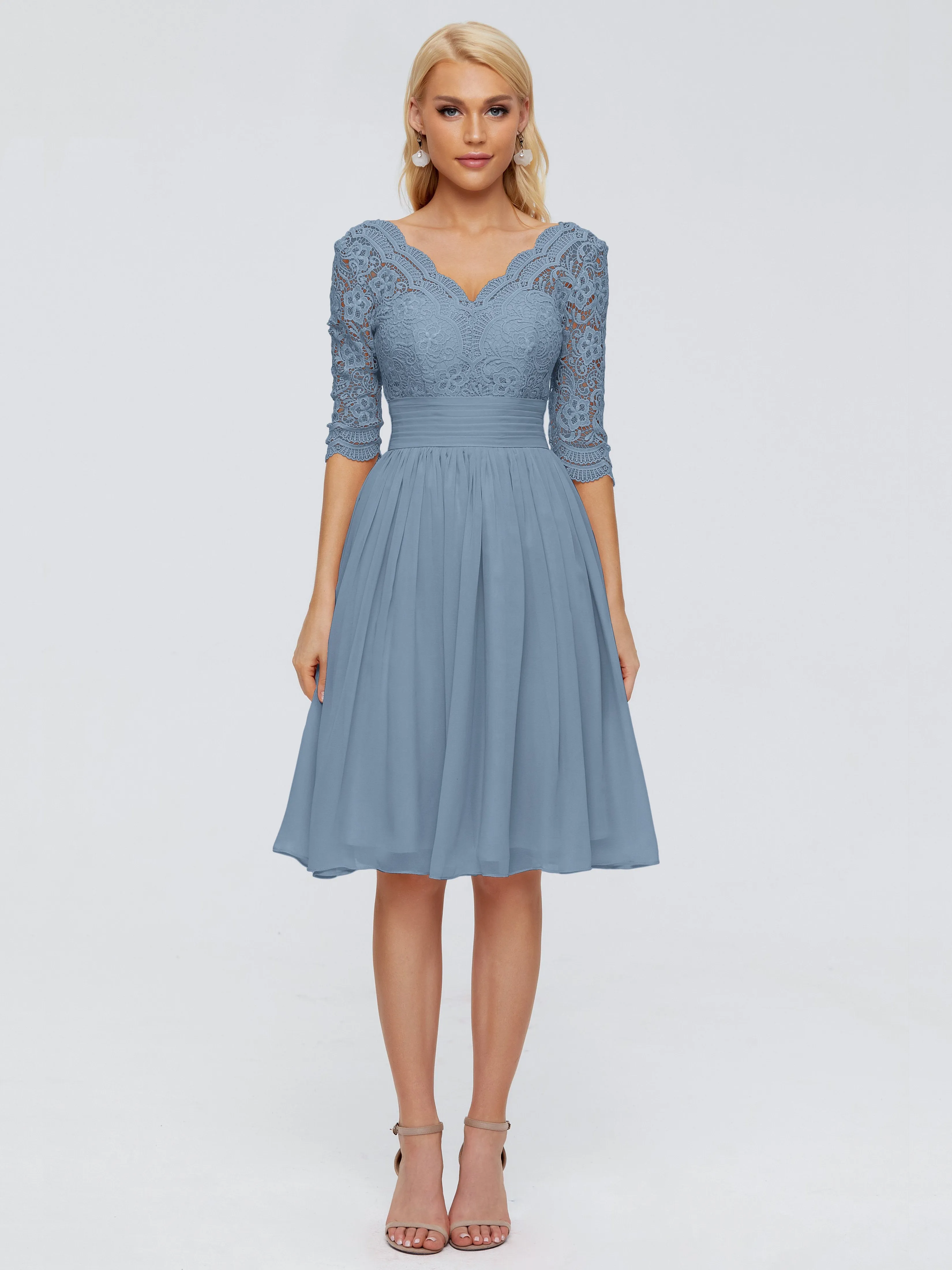 Jordyn Elegant V-neck Chiffon Mother of the Bride Dress With Lace