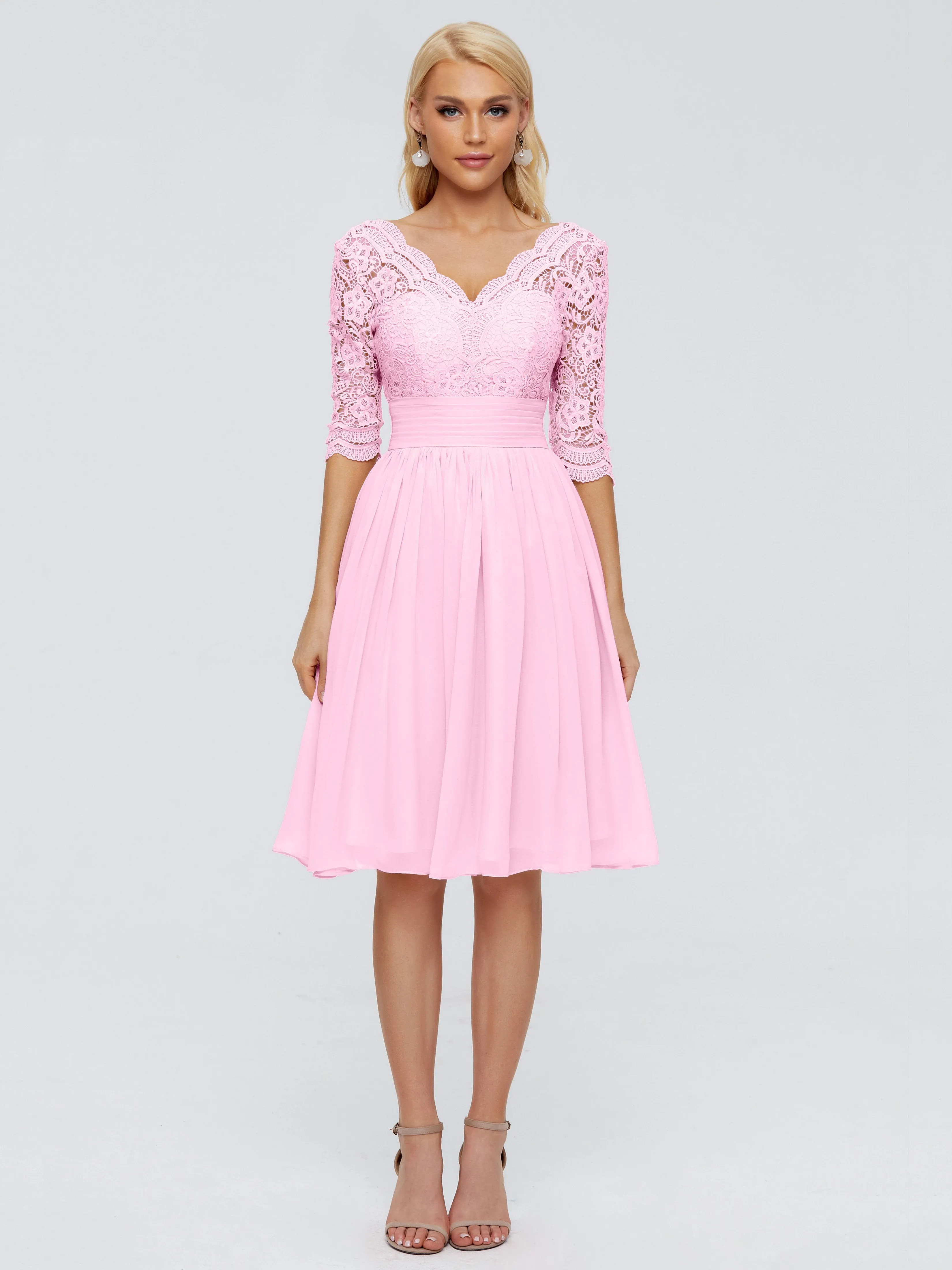 Jordyn Elegant V-neck Chiffon Mother of the Bride Dress With Lace