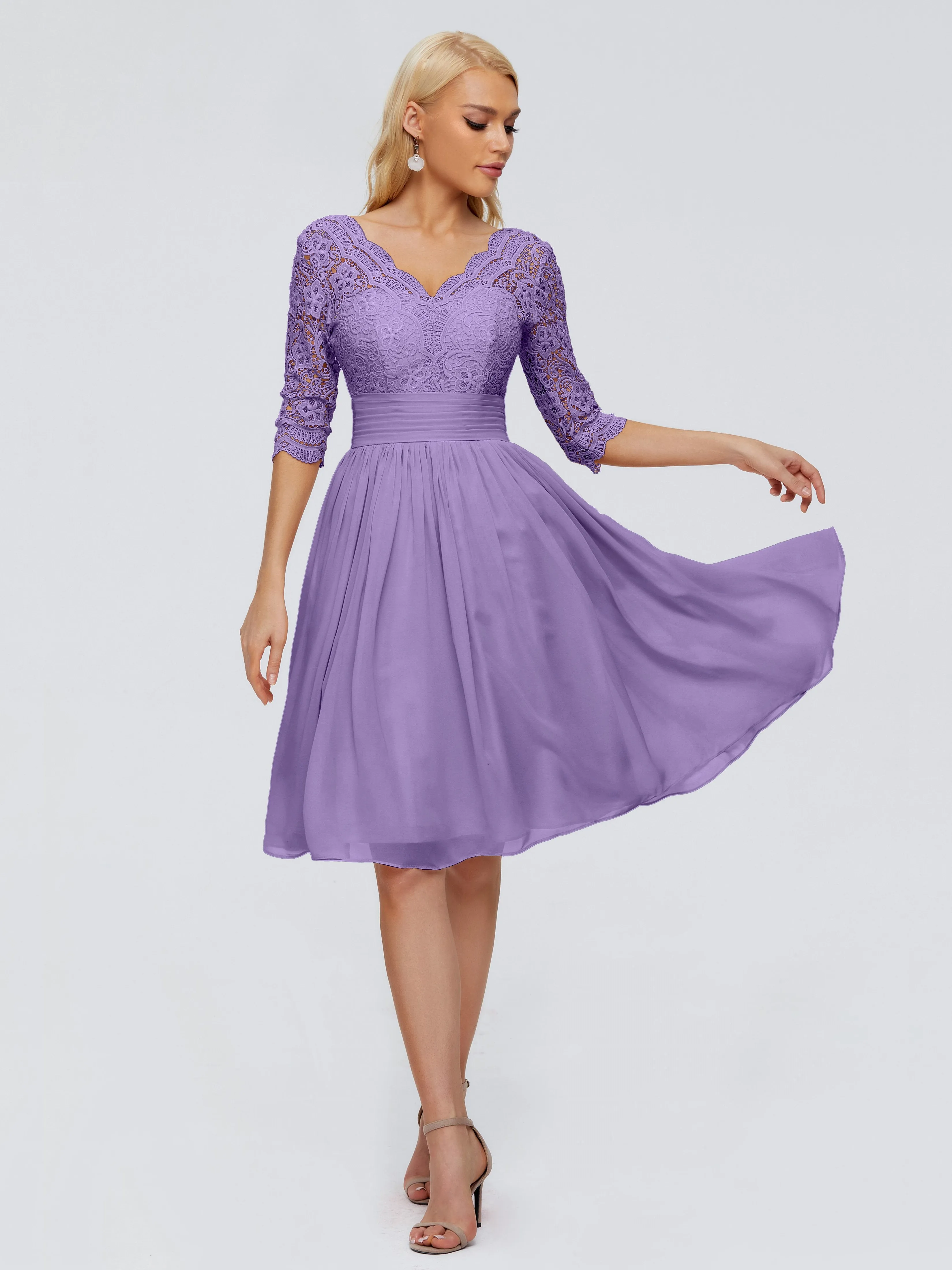 Jordyn Elegant V-neck Chiffon Mother of the Bride Dress With Lace