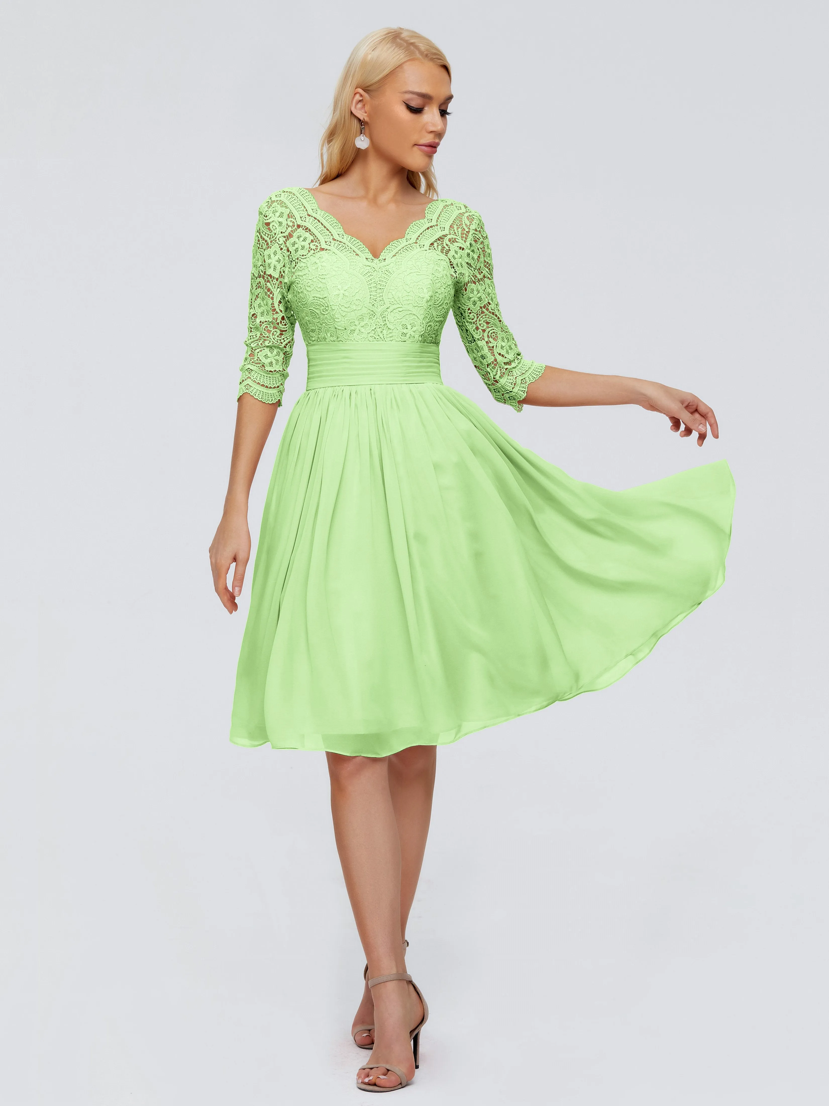 Jordyn Elegant V-neck Chiffon Mother of the Bride Dress With Lace