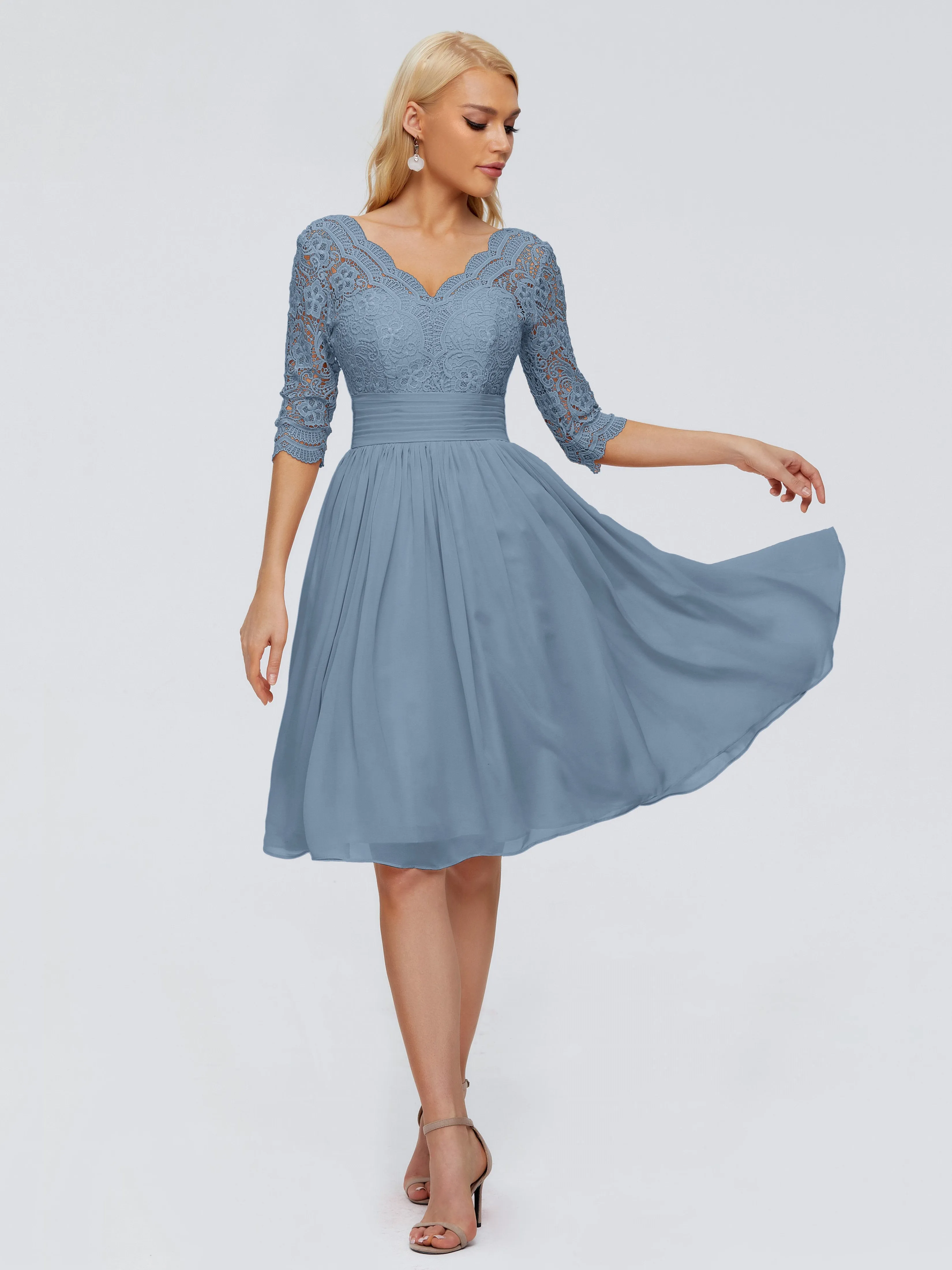 Jordyn Elegant V-neck Chiffon Mother of the Bride Dress With Lace