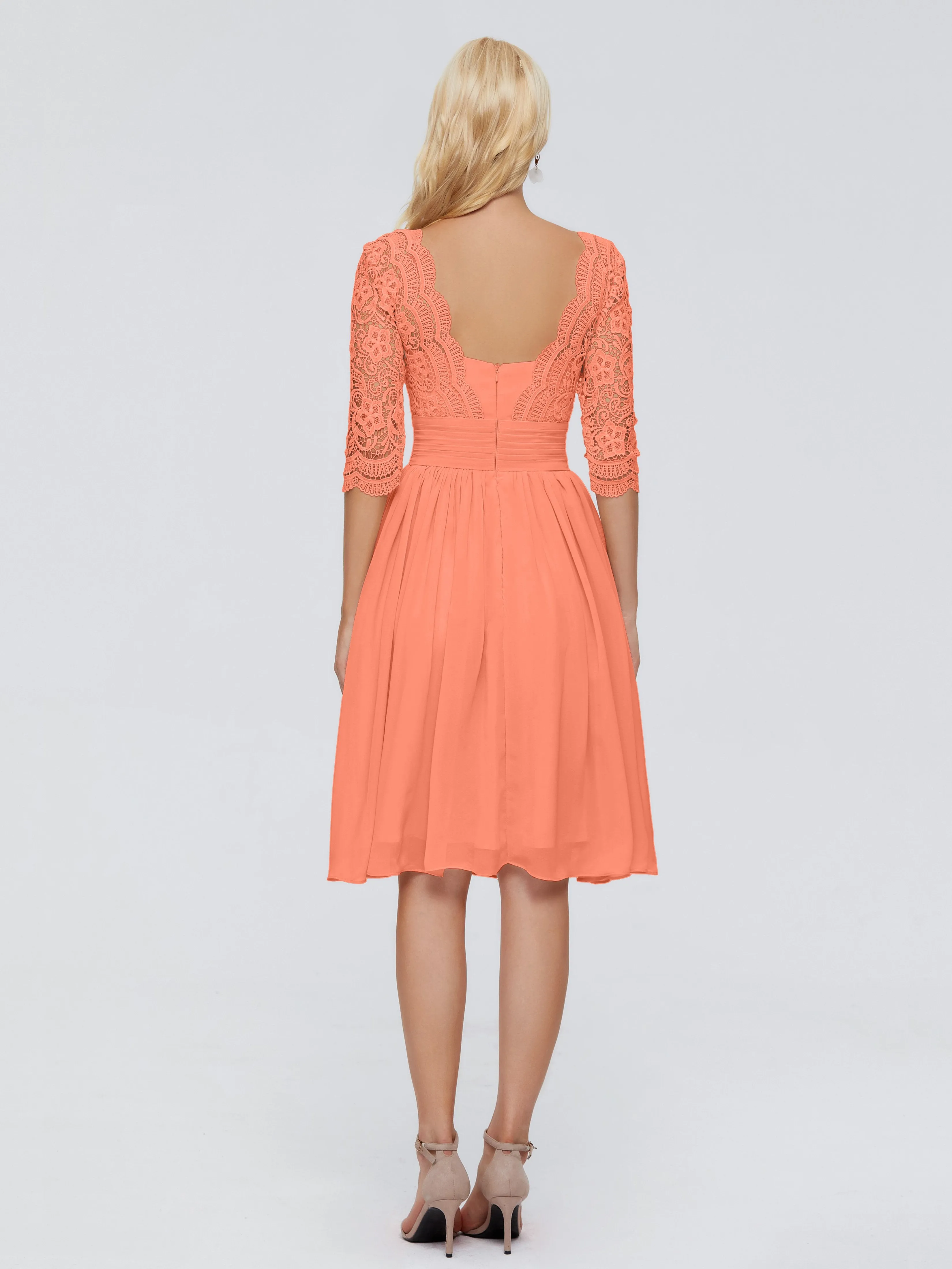 Jordyn Elegant V-neck Chiffon Mother of the Bride Dress With Lace