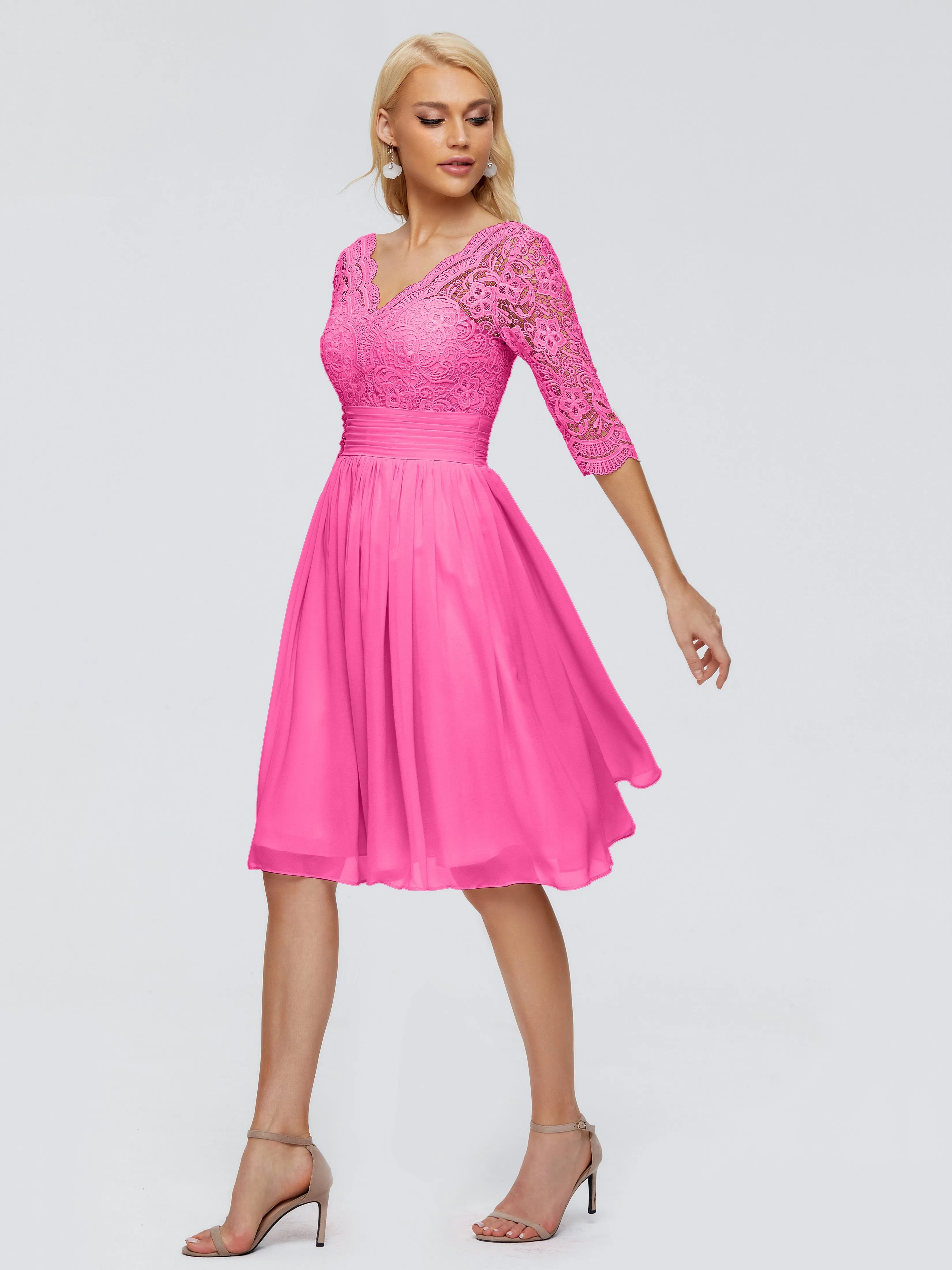 Jordyn Elegant V-neck Chiffon Mother of the Bride Dress With Lace