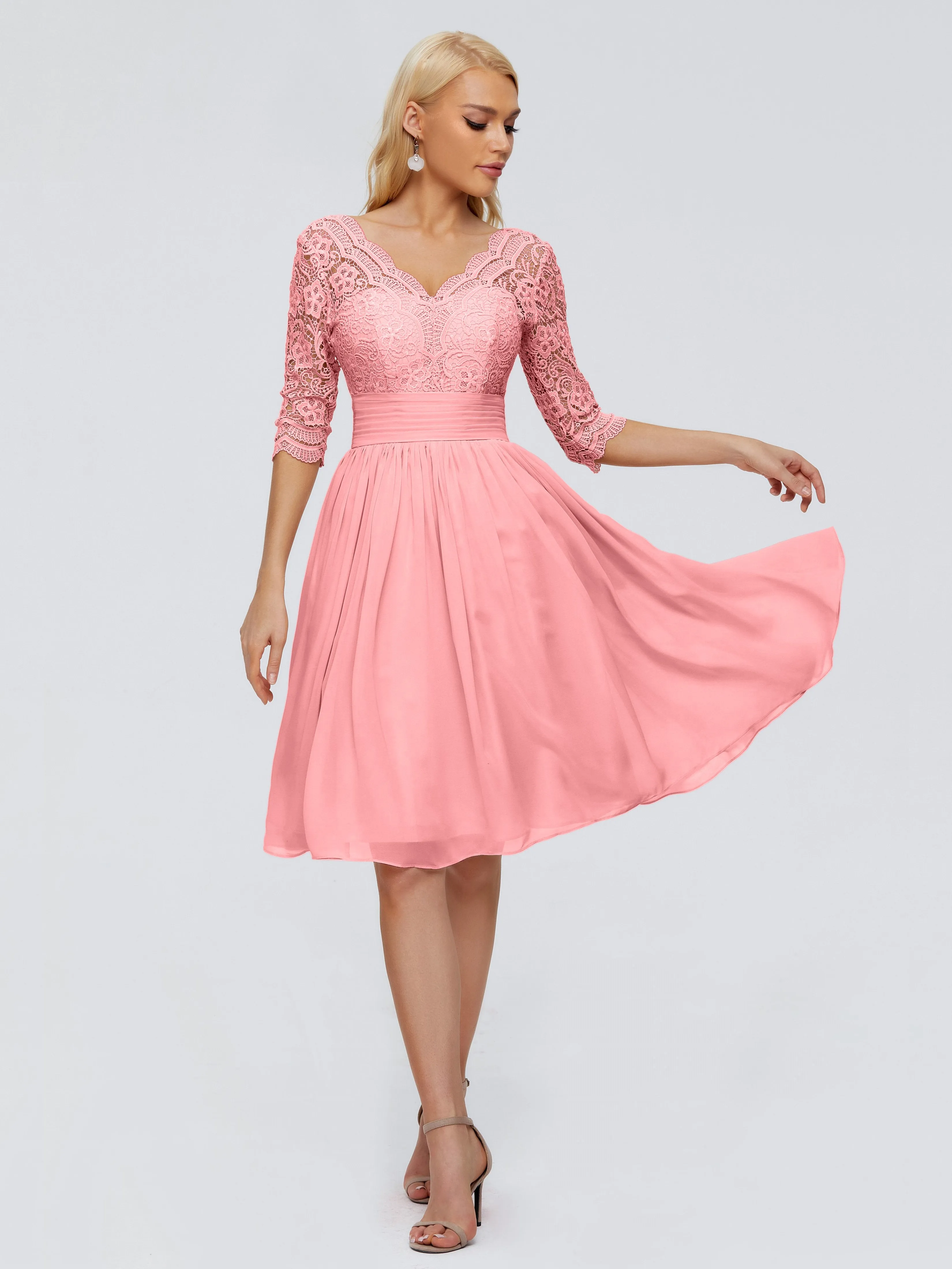 Jordyn Elegant V-neck Chiffon Mother of the Bride Dress With Lace